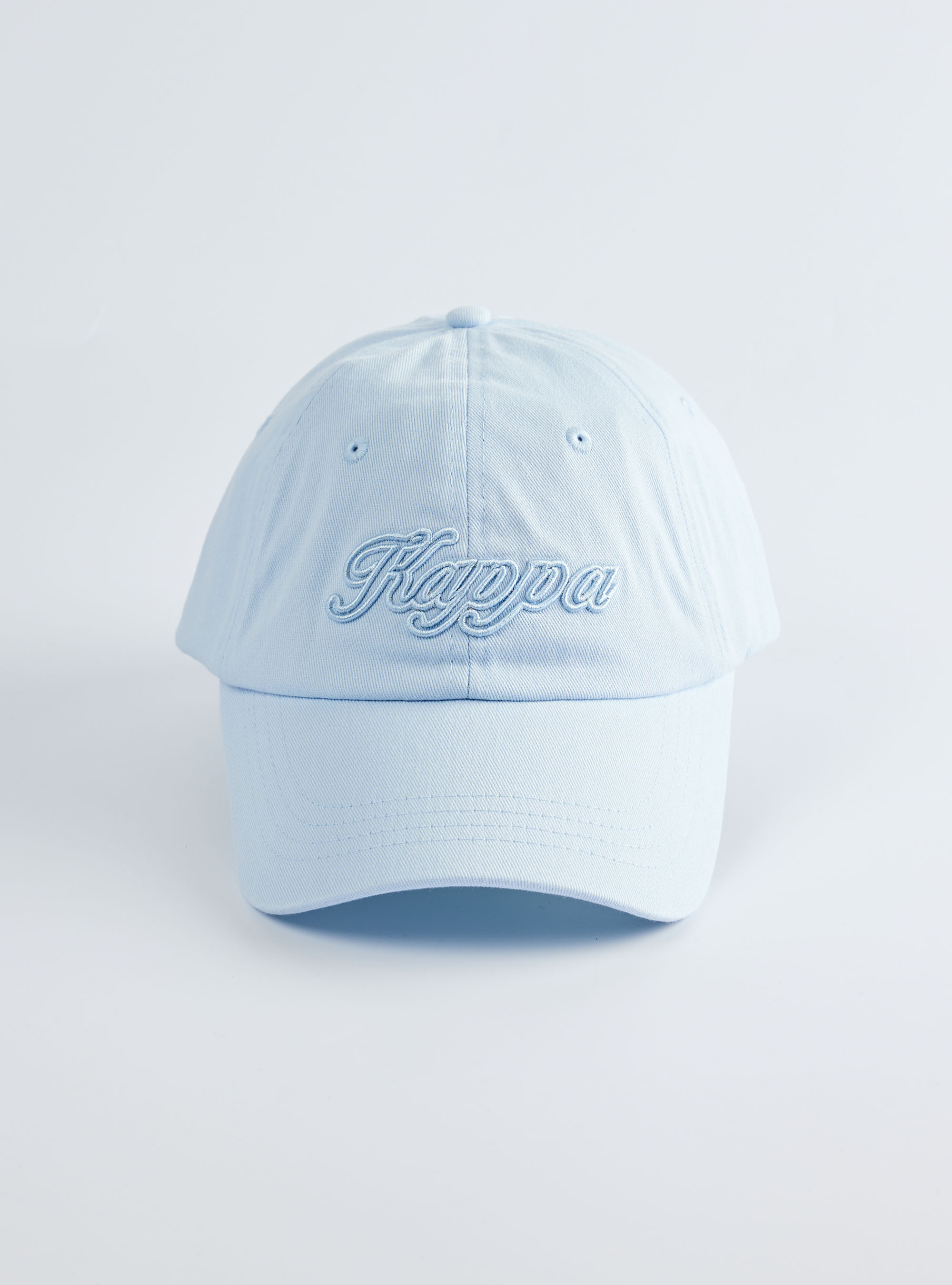 素色立體字棒球帽 (粉藍）