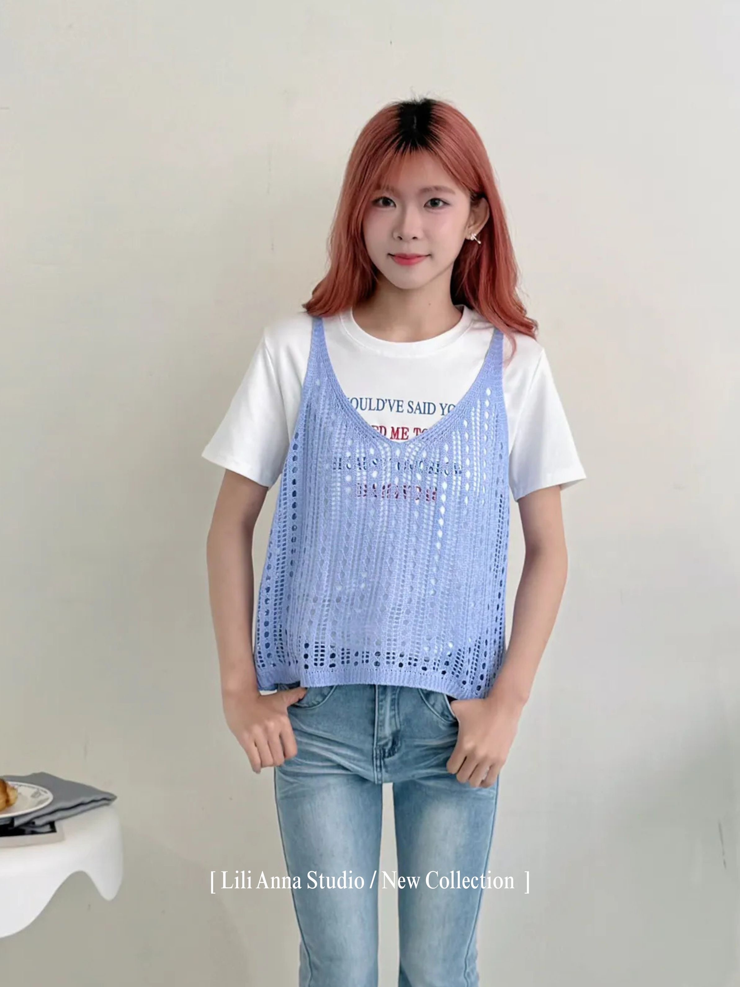 洞洞吊帶背心-0385