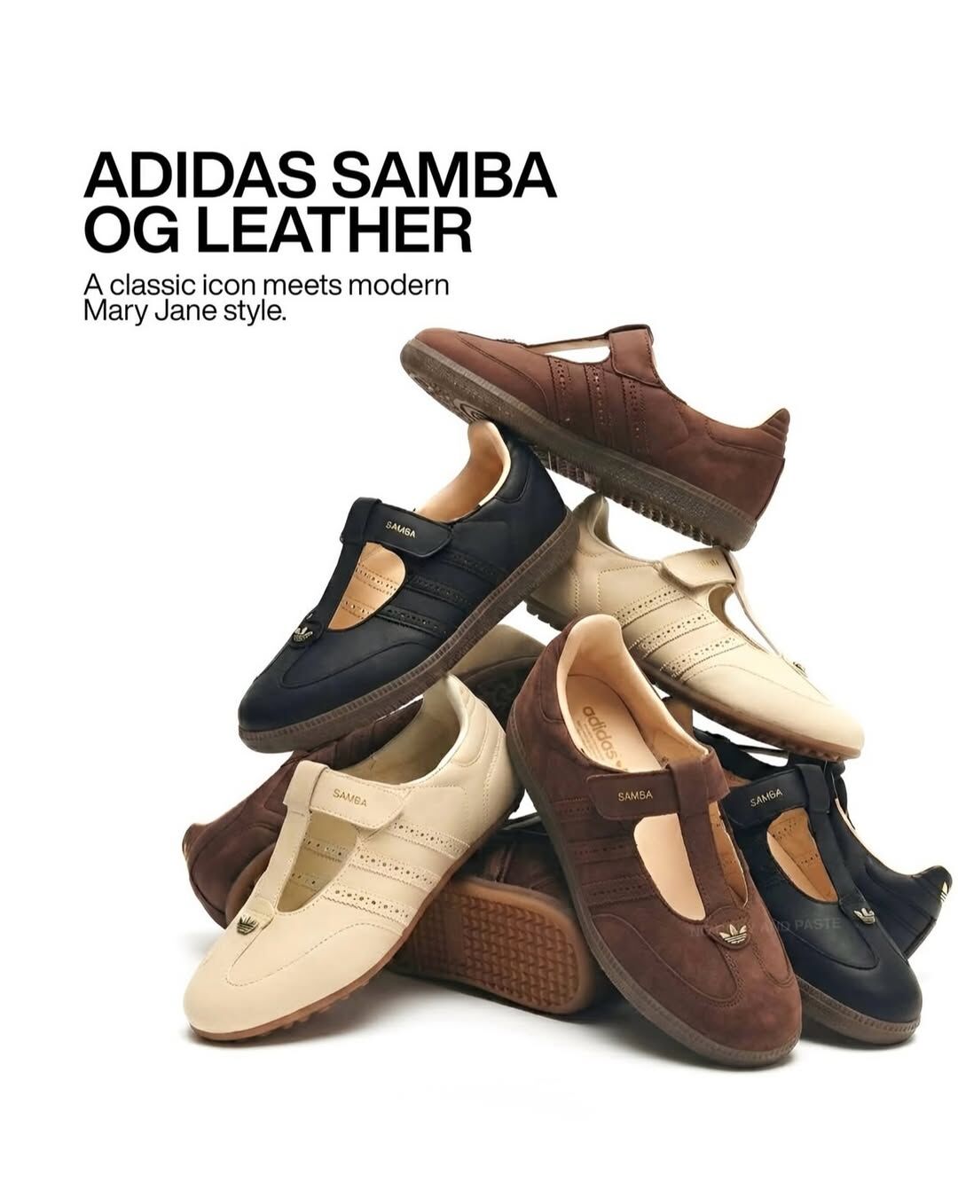 【Luxury】Adidas Originals Samba Jane Women 瑪莉珍鞋 皮革 黑咖米白 三色 魔鬼氈涼鞋  KJ3970 HP7130 KJ3969
