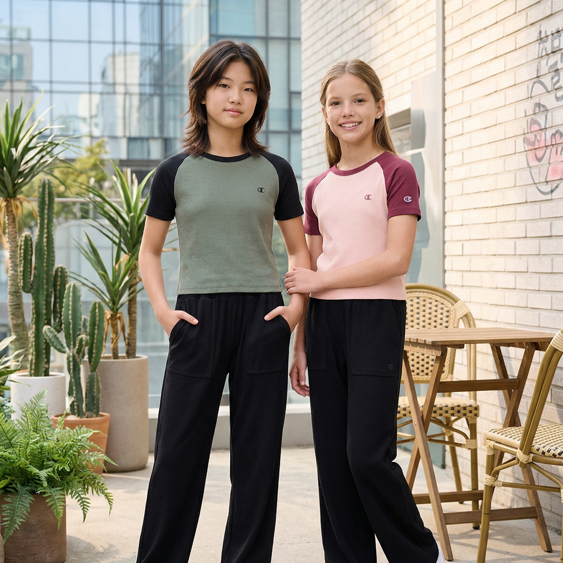 【預購】H033152 Champion 女童羅紋插肩袖 T 恤