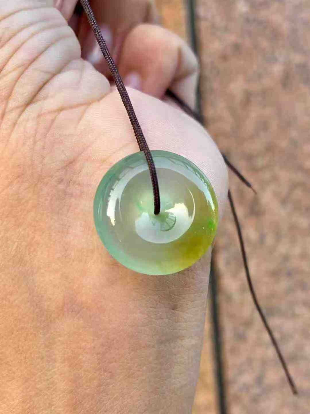 3165357 翡翠高冰黃加綠平安扣 (21.8mm直徑)