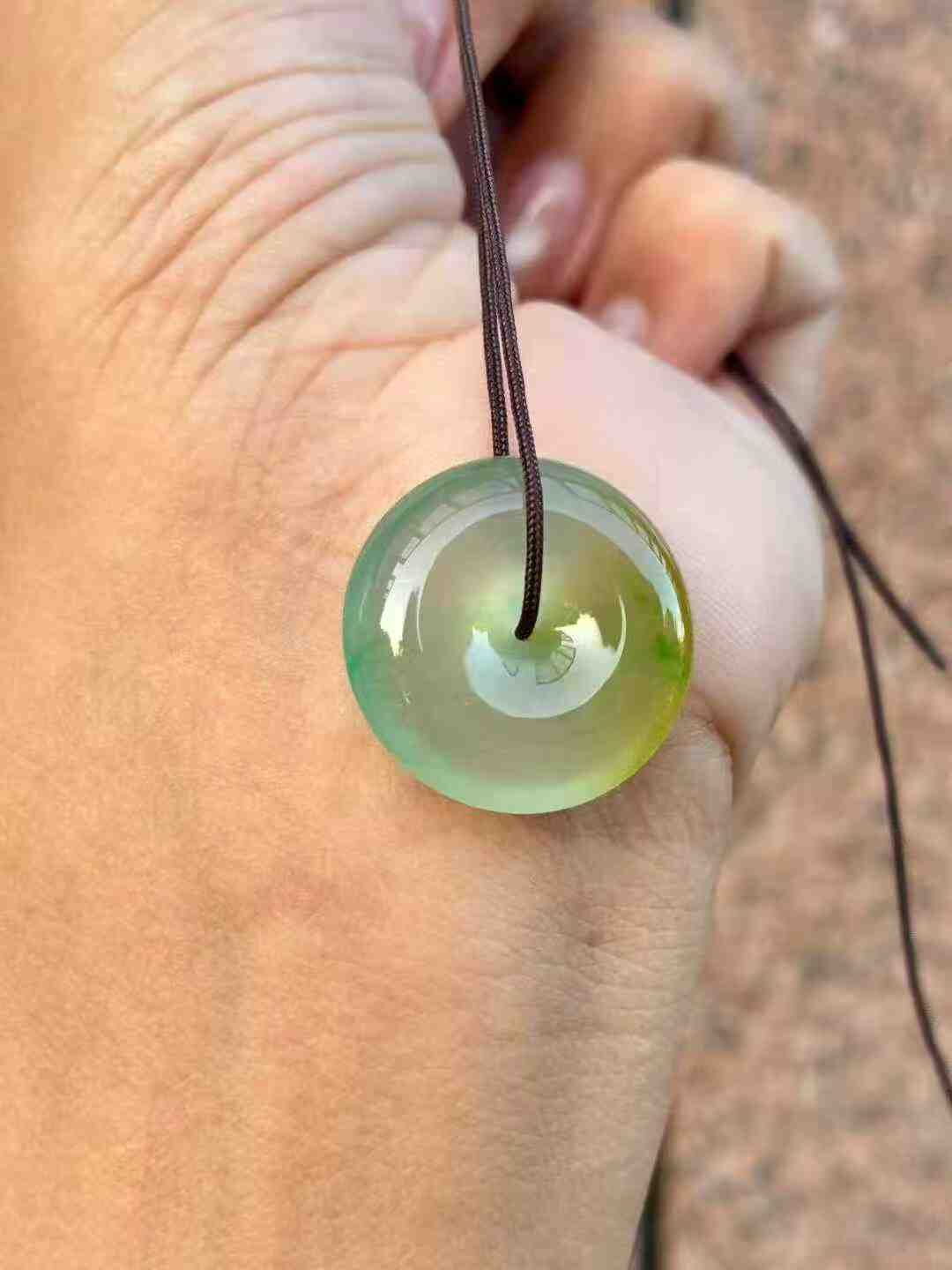 翡翠高冰黃加綠平安扣 (21.8mm直徑),天然翡翠A玉, 緬甸玉, Jade, Jadeite