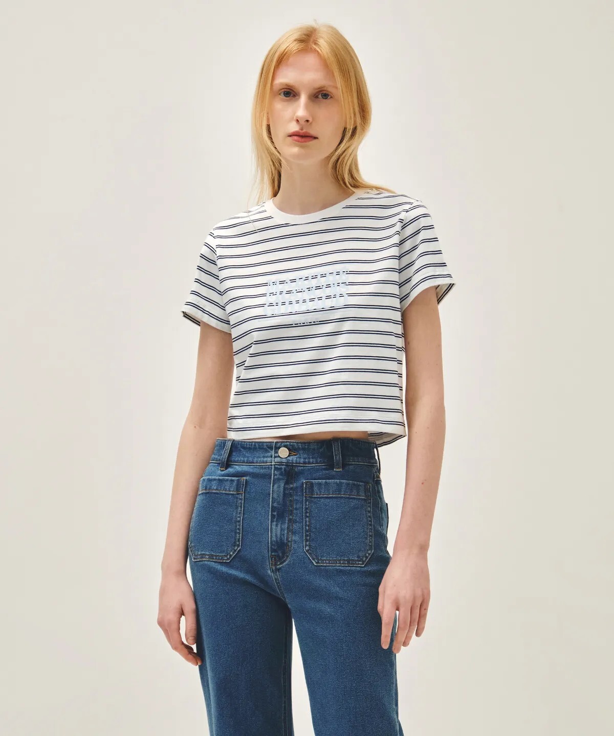 【預購】韓國代購 Marithe Francois Girbaud MFG 條紋 印花大Logo 短版 Tee