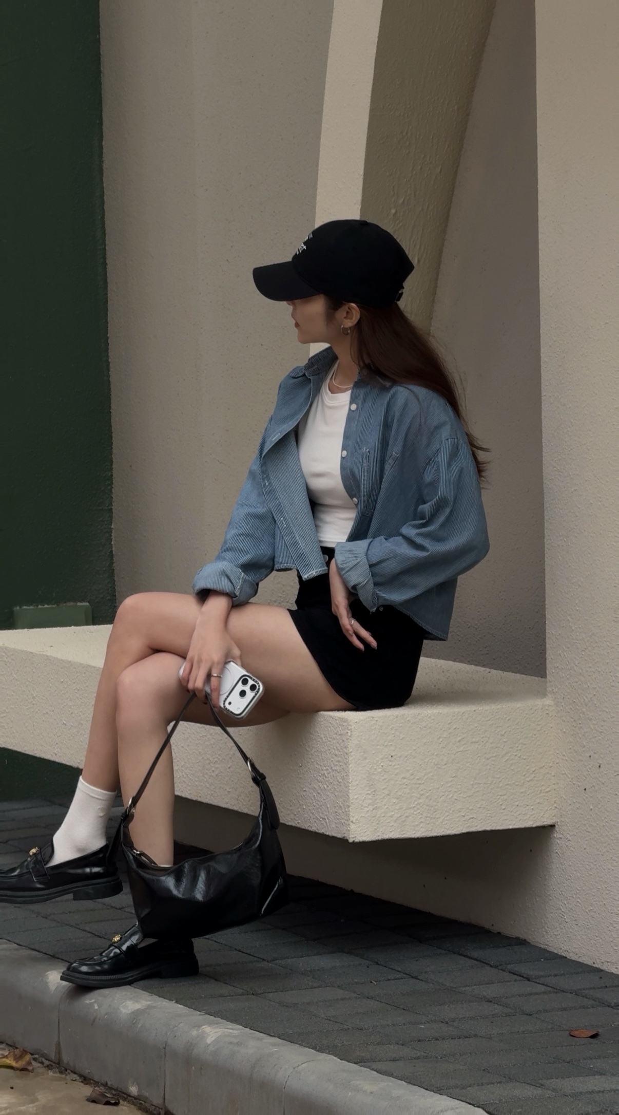 經典設計感口袋藍條紋襯衫