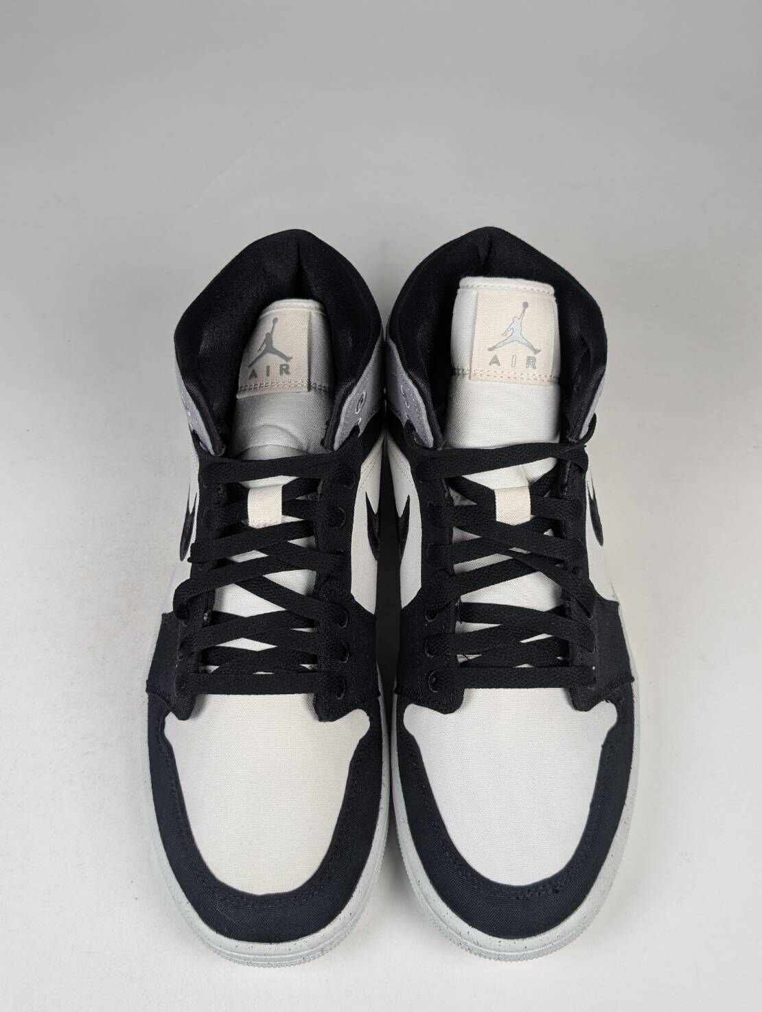 左右腳色差泛黃 DV0427-100/12 Air Jordan 1 Mid SE "Canvas" 黑煙灰 帆布 女鞋 男女段