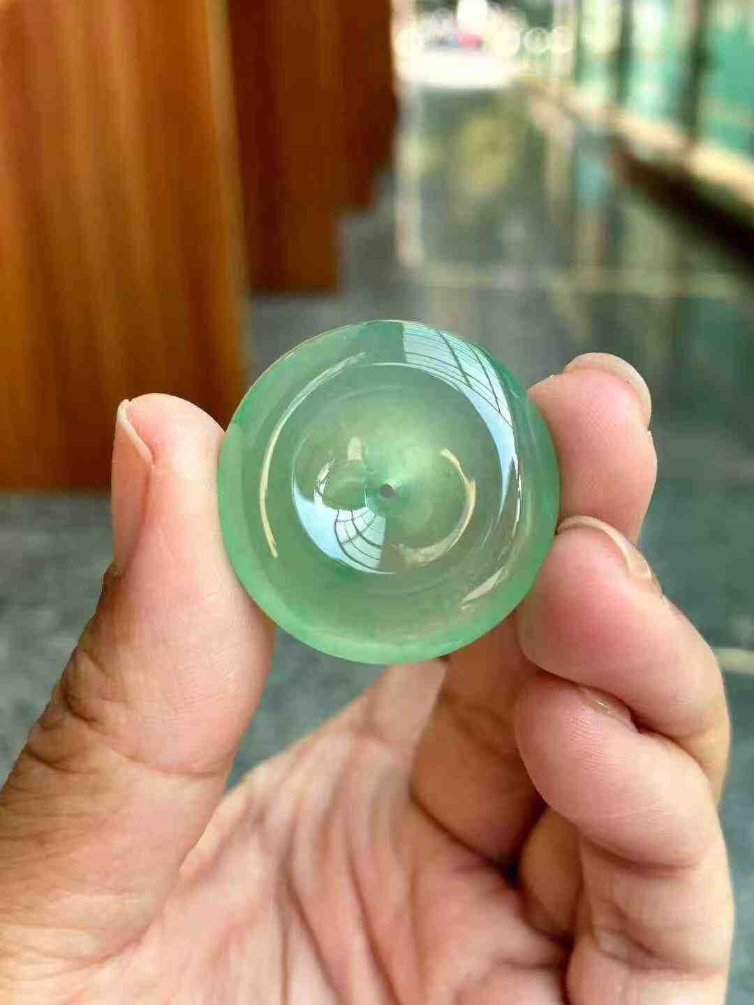 翡翠冰玻綠底平安扣 (29.6mm直徑),天然翡翠A玉, 緬甸玉, Jade, Jadeite