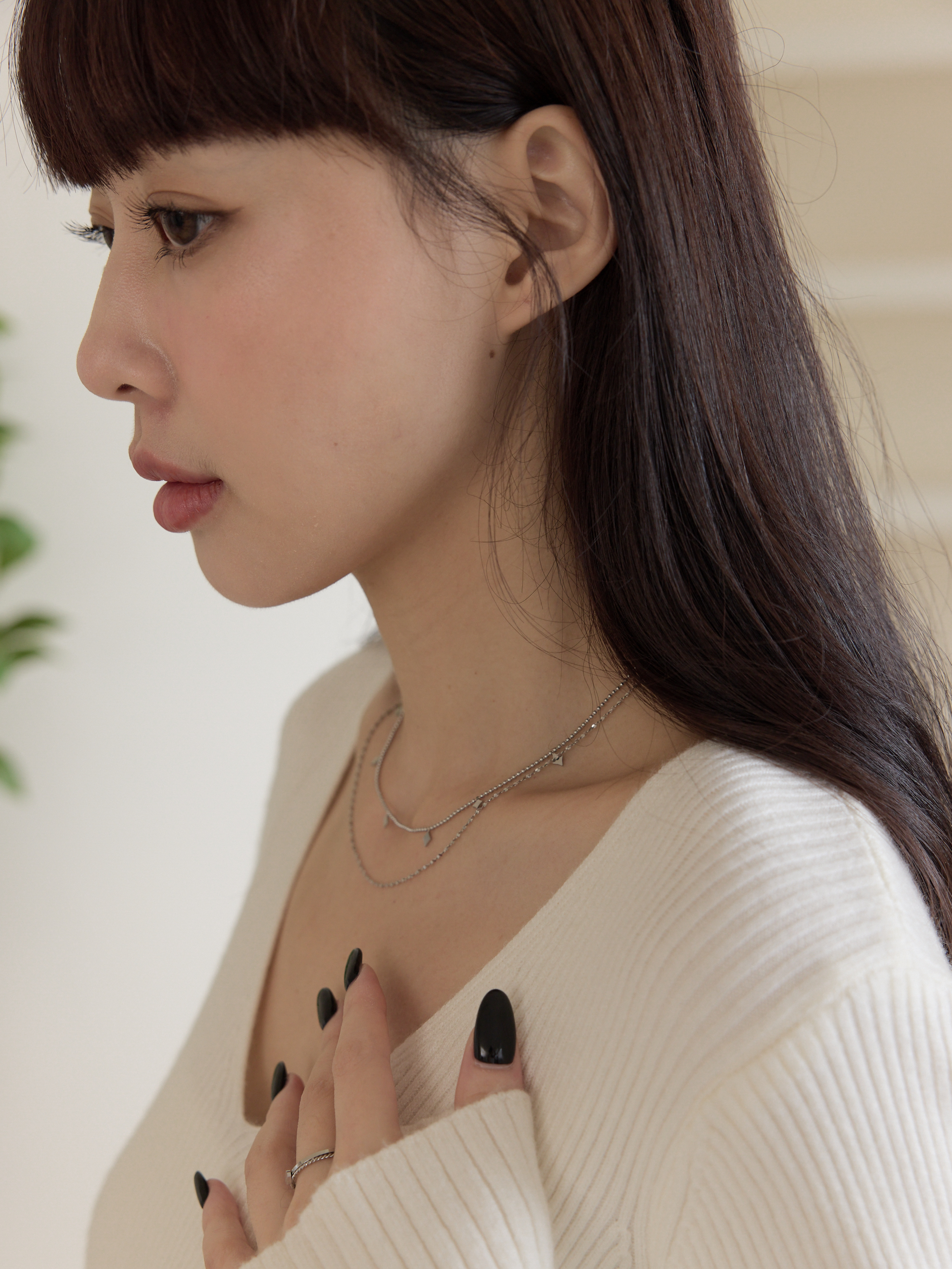 Rhombus Pendant Double-Layer Necklace