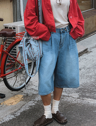 ᴴᴼᵀ ▸▸店長推薦◃◃ 春夏新款/側釦後鬆緊過膝褲 MANIFEST正韓🇰🇷