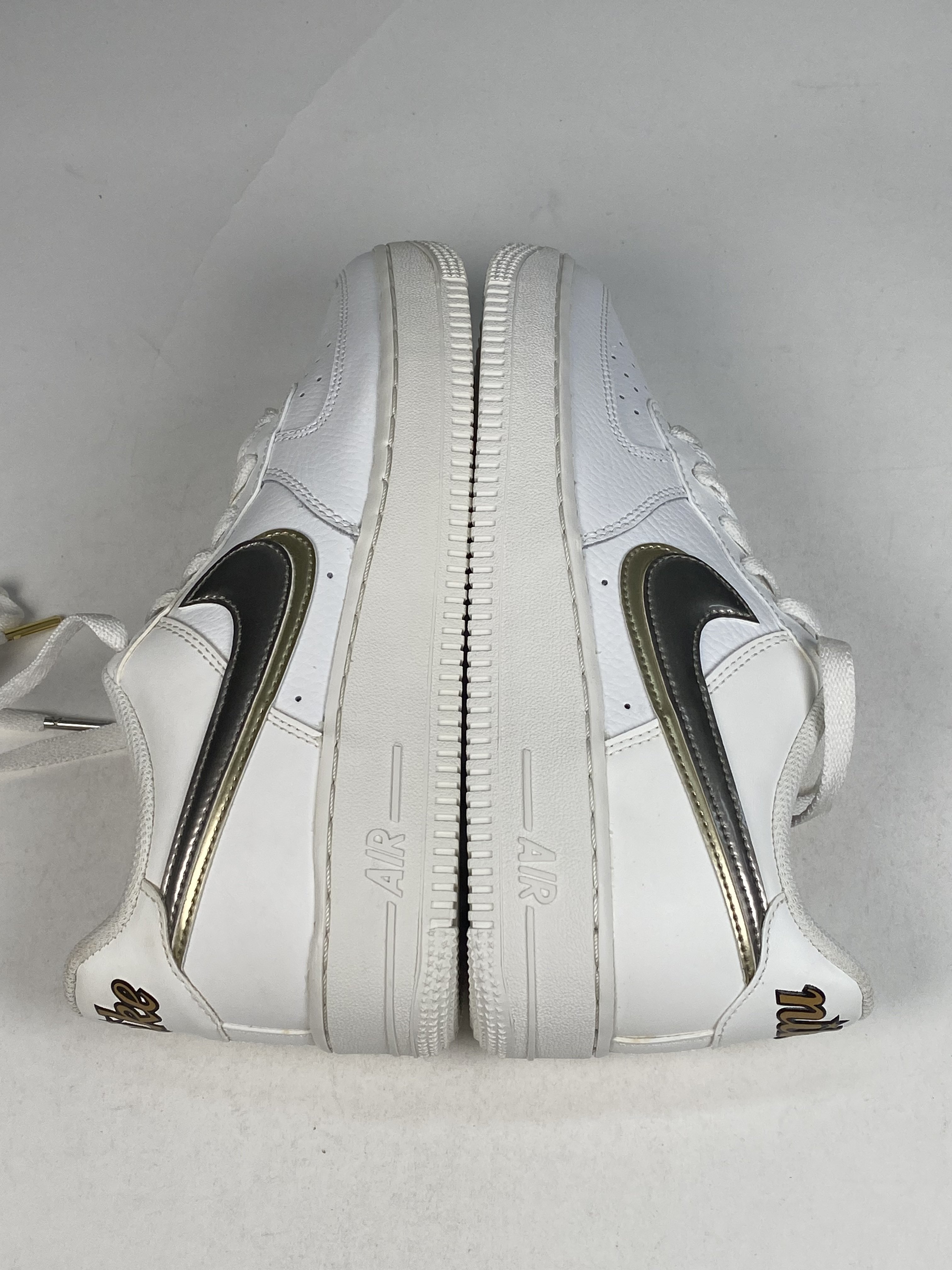 右腳中底、鞋底泛黃 DH9595-001 7Y Nike Air Force 1 1s Double Up On The Pull Tabs Swooshes 雙層勾勾 米白 金 女款