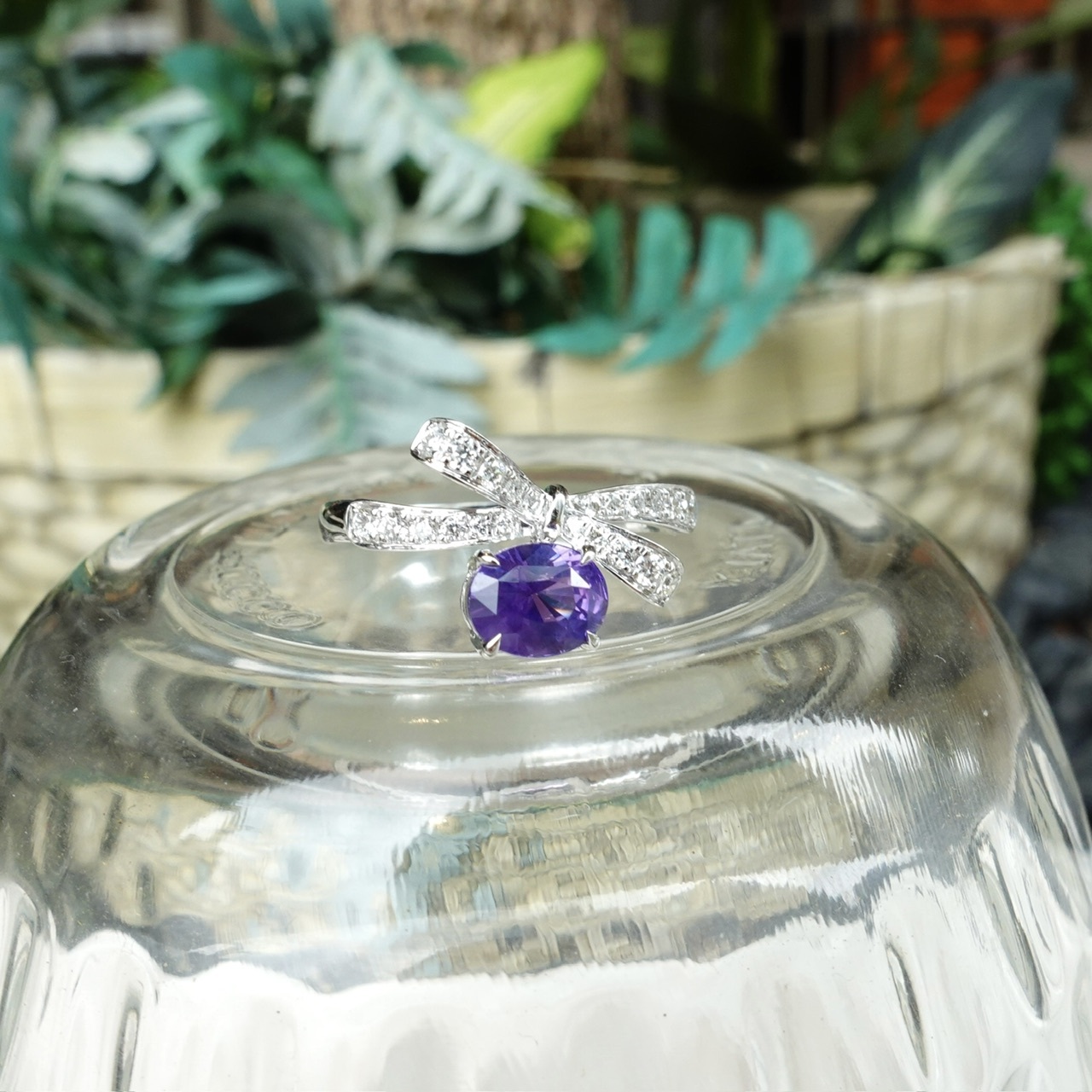 1.08ct天然無燒紫色藍寶石鑽石18K金戒指-紫羅蘭色 (帶寶石證書)