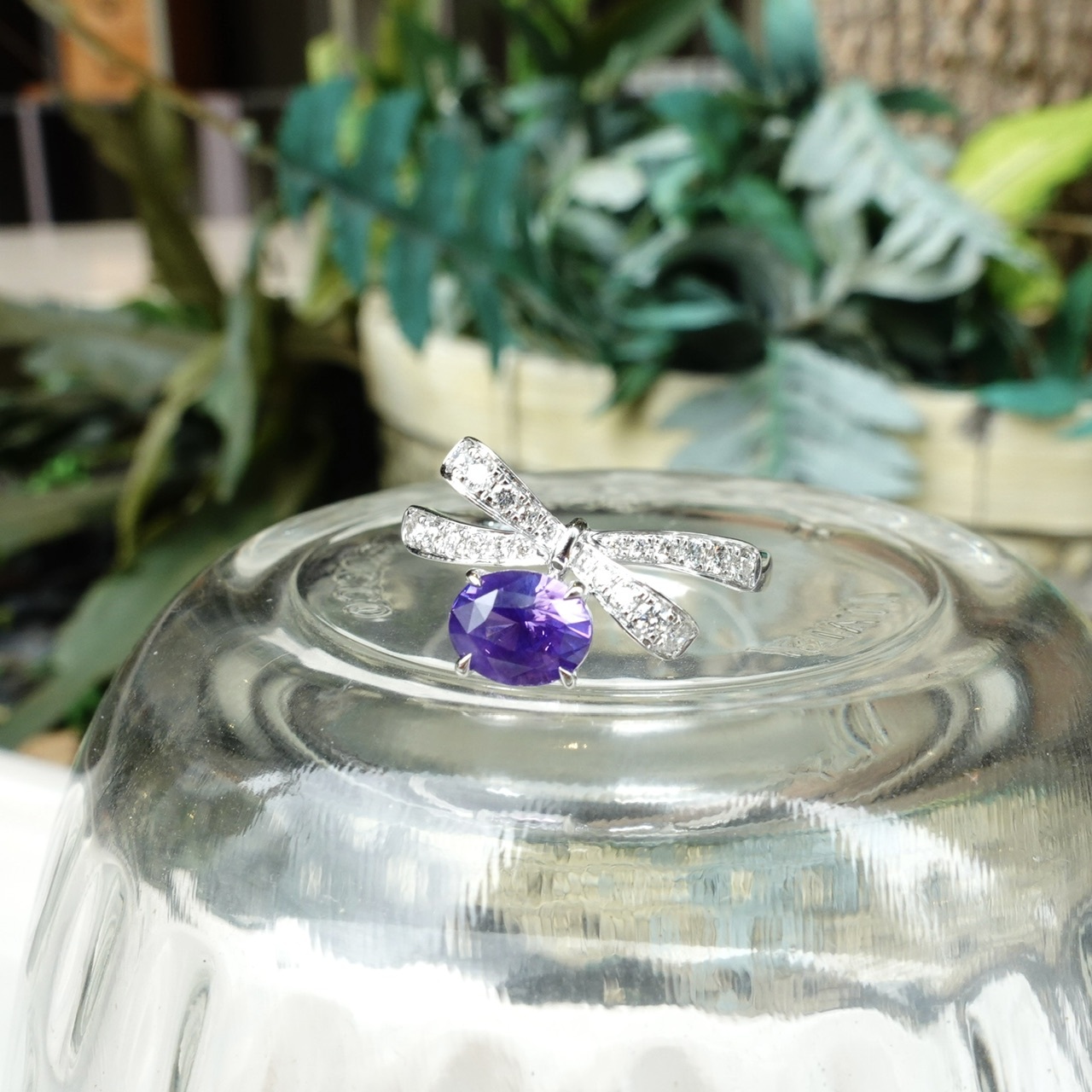 1.08ct天然無燒紫色藍寶石鑽石18K金戒指-紫羅蘭色 (帶寶石證書)