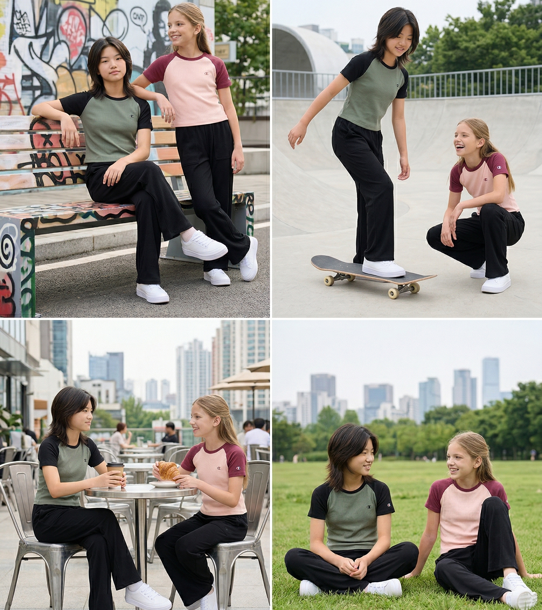 【預購】H033152 Champion 女童羅紋插肩袖 T 恤