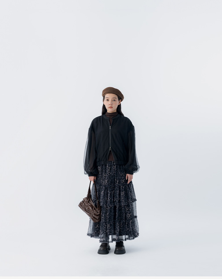 Marshmallow-print leopard print sheer cake dress, available in two colors, sizes S/M/L.【03021742】in stock+pre-order