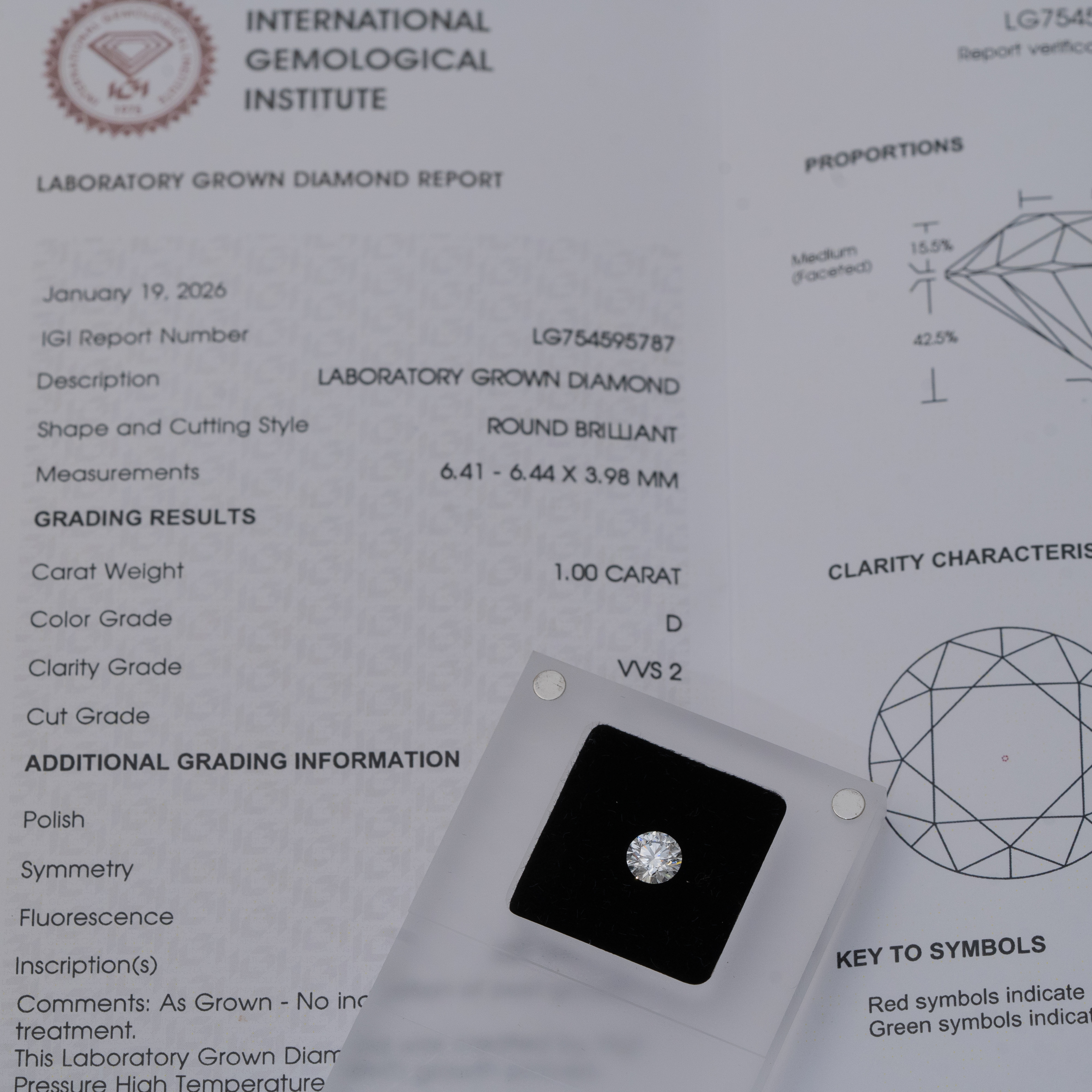 Lab224 (圓形培育鑽石一卡有證書）