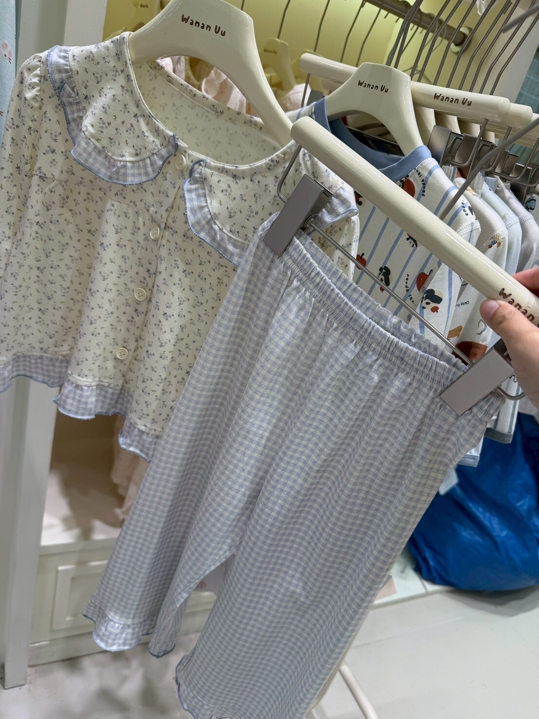 S2988藍格子褲花花睡衣