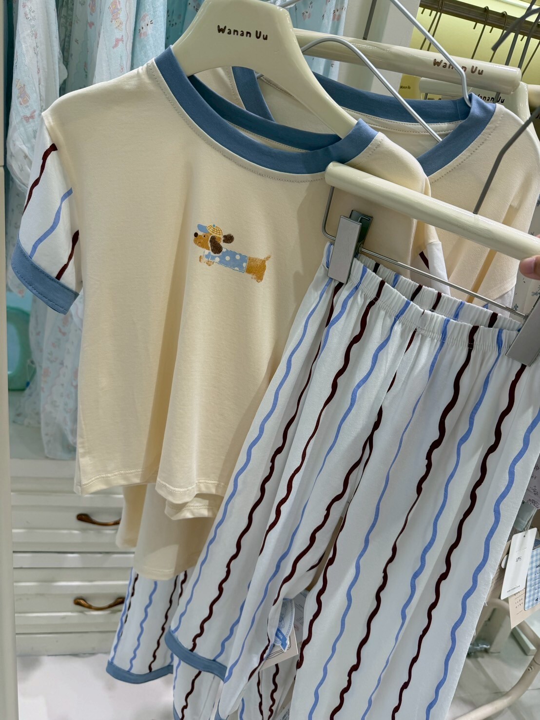 S5831童波浪直條褲藍狗睡衣