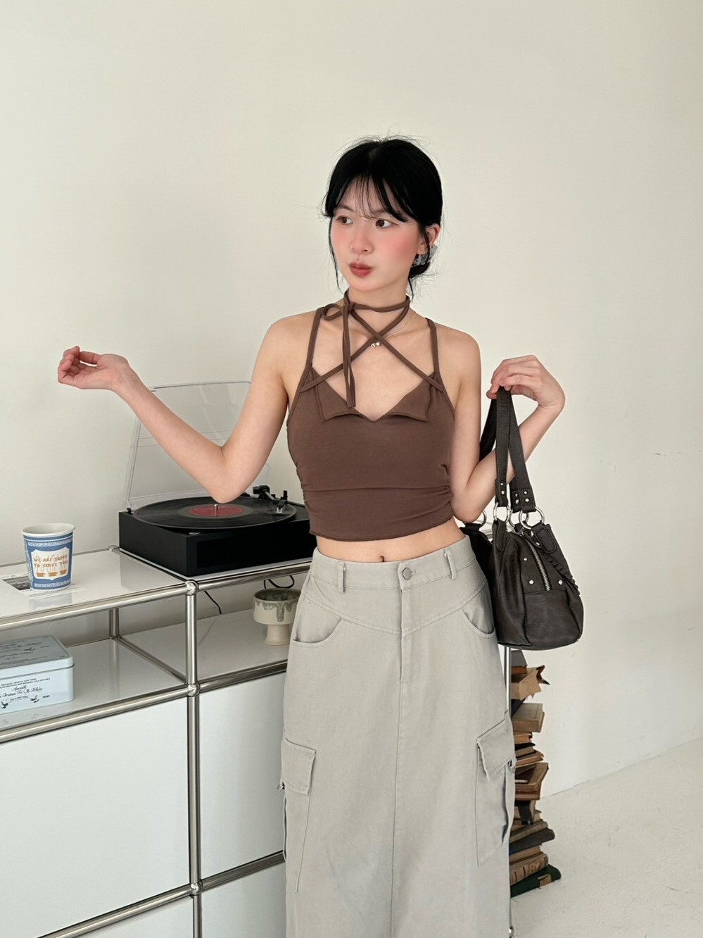 側線失序 抓皺綁繩BRA TOP🎧