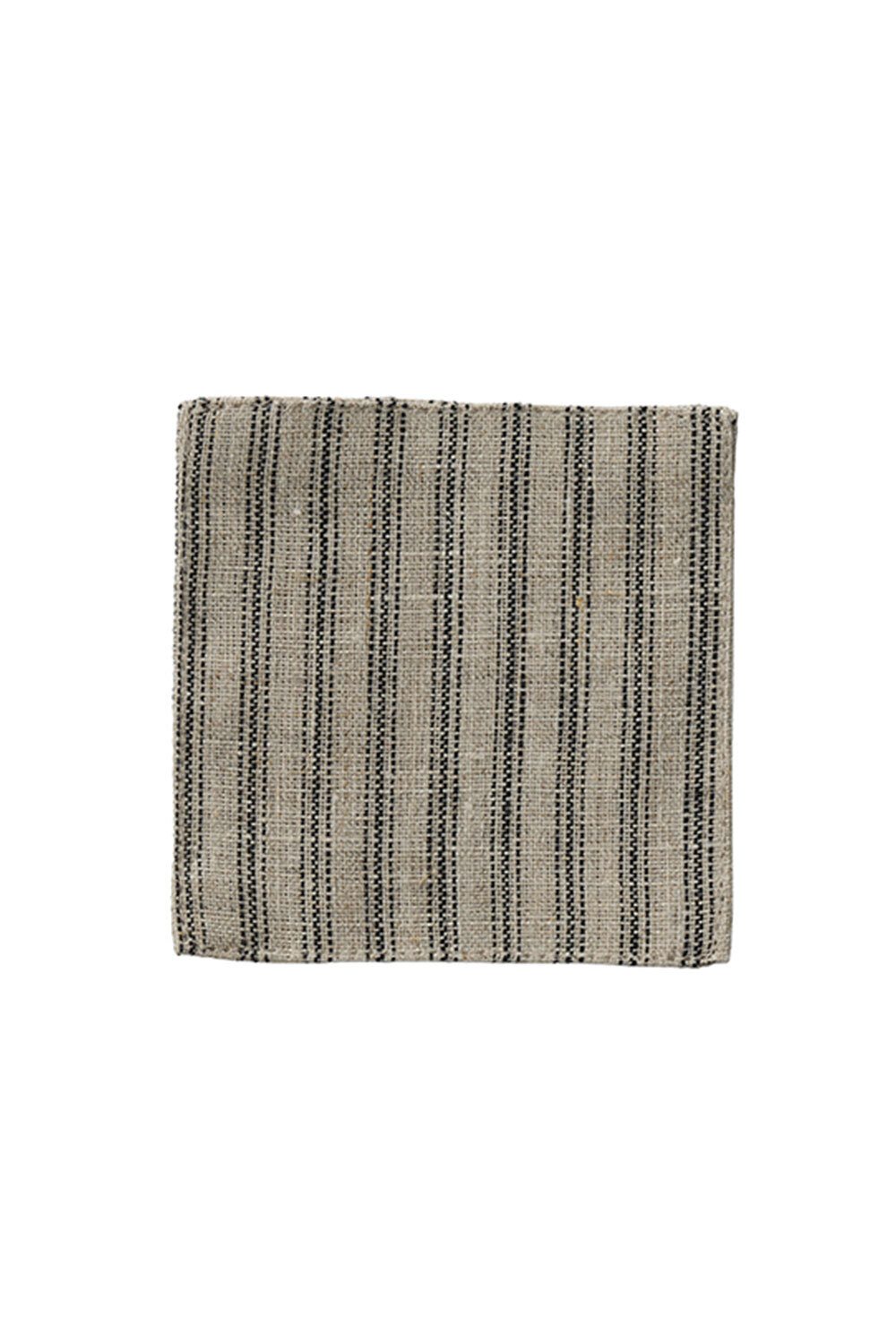 fog linen work  -亞麻杯墊／百靈鳥灰底黑線三條紋