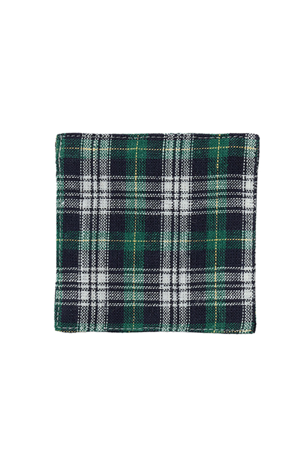 fog linen work  -亞麻杯墊／海王綠底細黃線蘇格蘭格紋