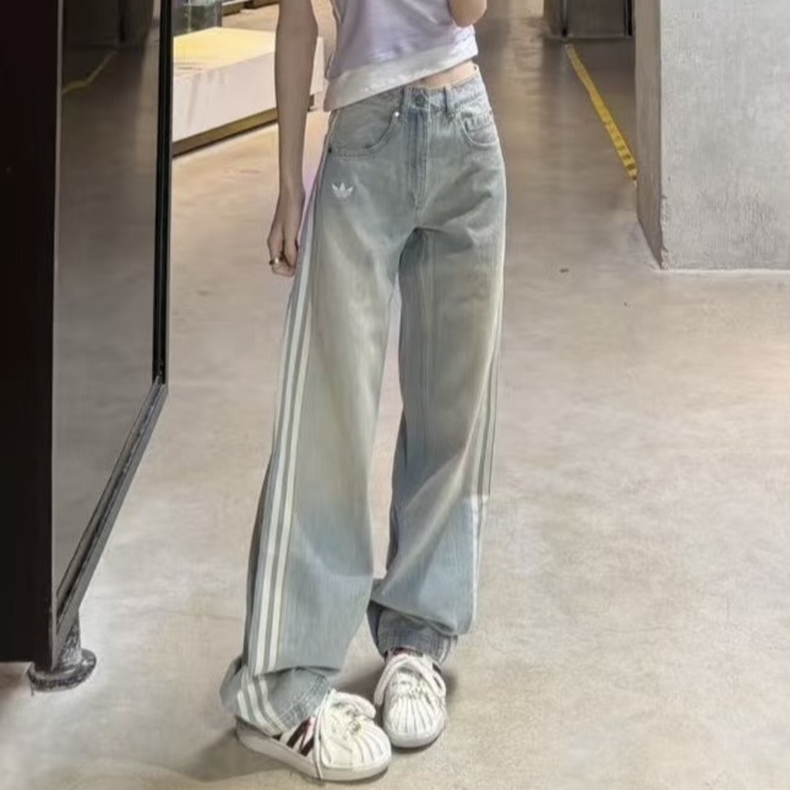 ADIDAS ORIGINALS 三線 寬鬆直筒 丹寧牛仔長褲 兩色 KW2093/KW2094