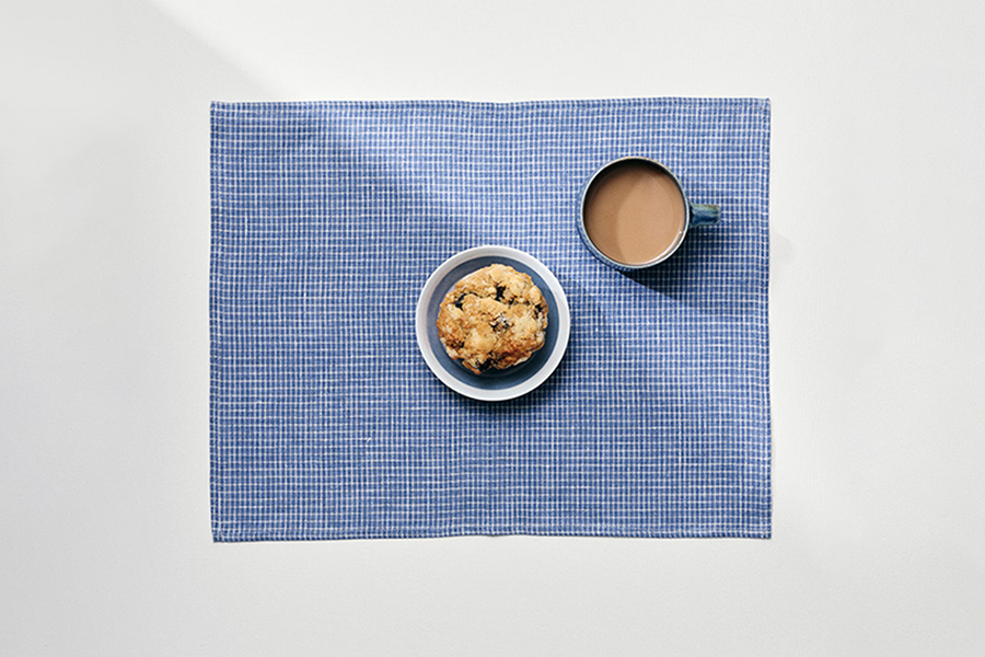 fog linen work - 深縹底白線小窗櫺格紋