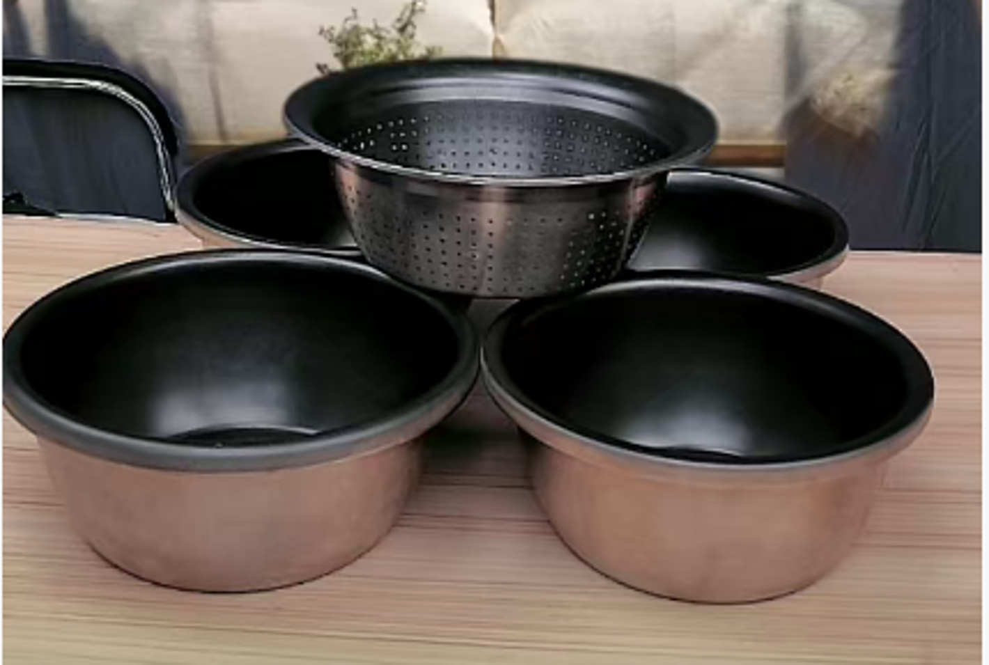 03.31DE158-石墨烯KM-石墨烯不鏽鋼盆套裝 (五件套裝)(20cm + 22cm + 24cm + 26cm+ 26cm 米篩) (A158)