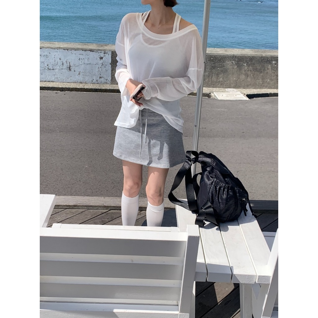 【imfine】疊穿天花板的透膚上衣+背心 #9894