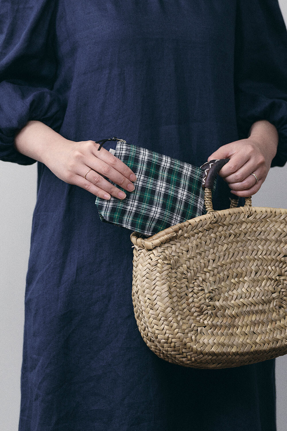 fog linen work  - Chris收納包 / 海王綠底細黃線蘇格蘭格紋