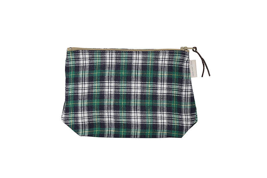 fog linen work  - Chris收納包 / 海王綠底細黃線蘇格蘭格紋