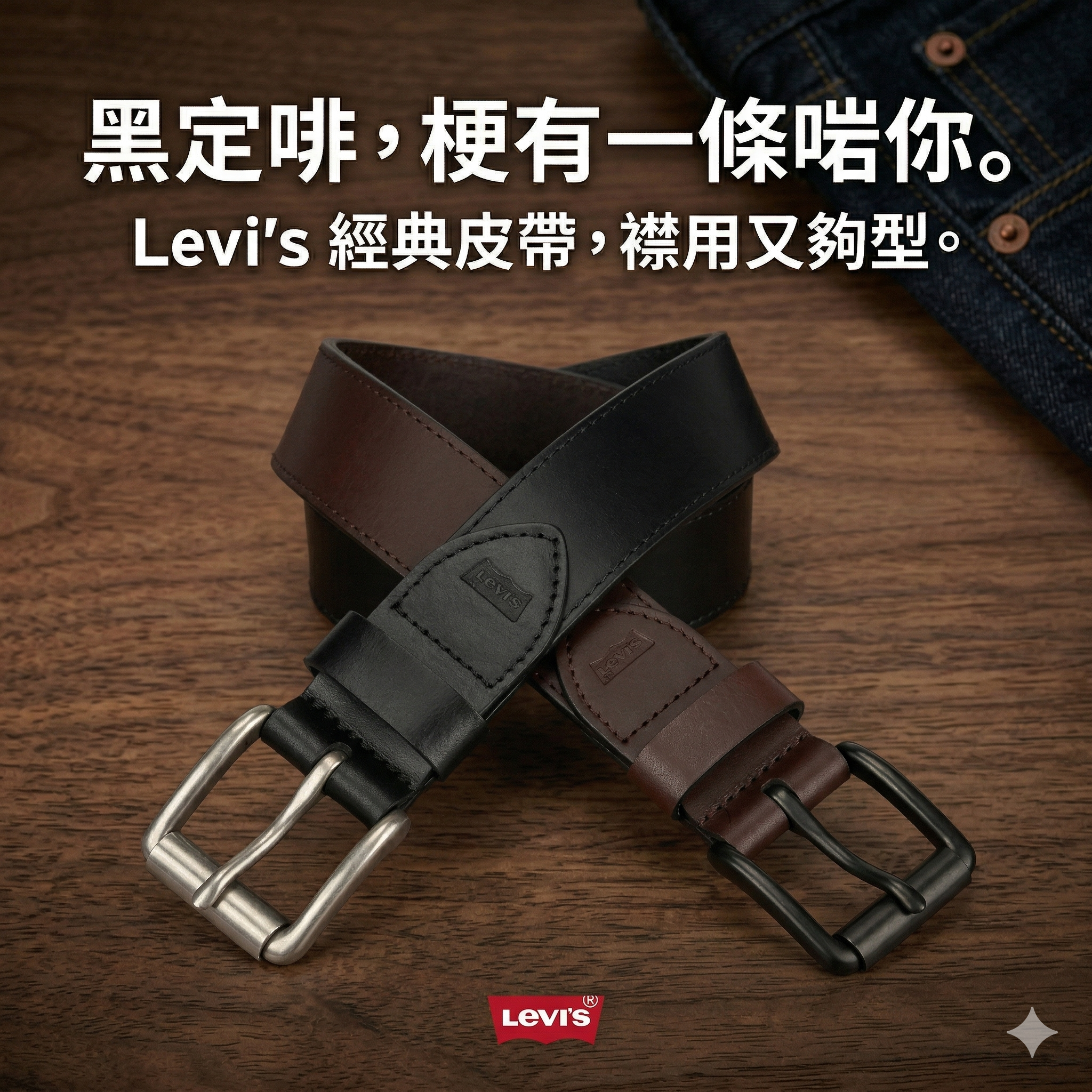 【預購】Levi's H033108 經典真皮皮帶