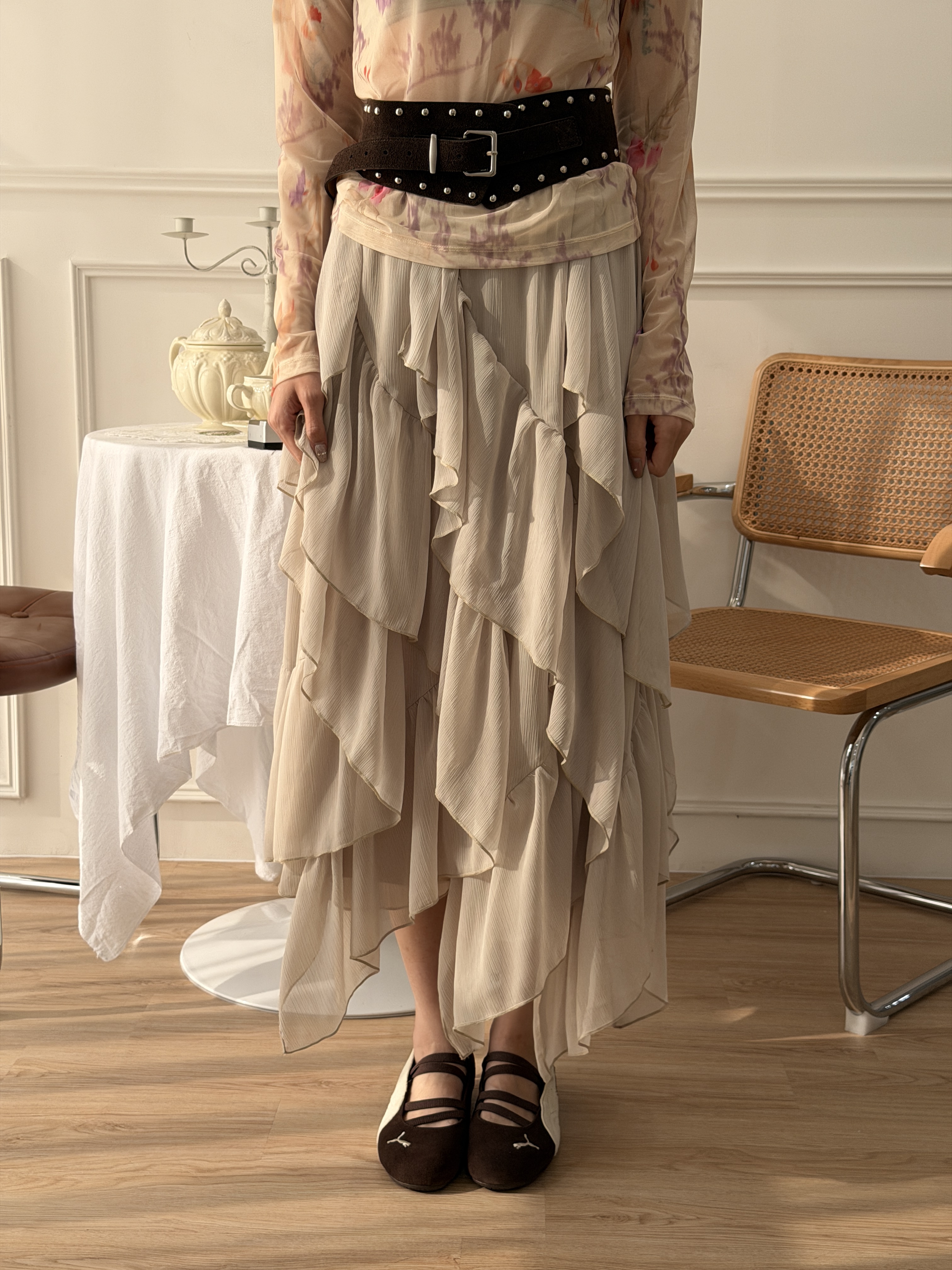 🌷霧感奶茶垂墜紗裙