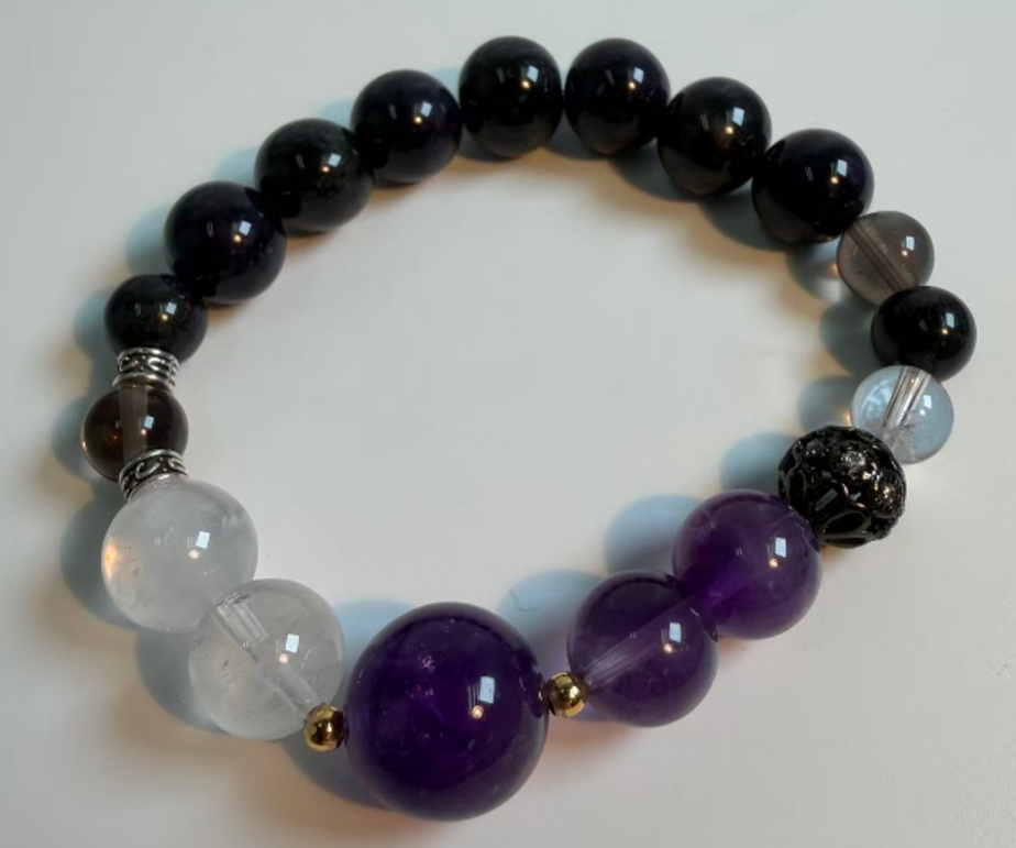 03.31DE161-石墨烯KM-石墨烯琺瑯瓷+紫晶手串 (A161)