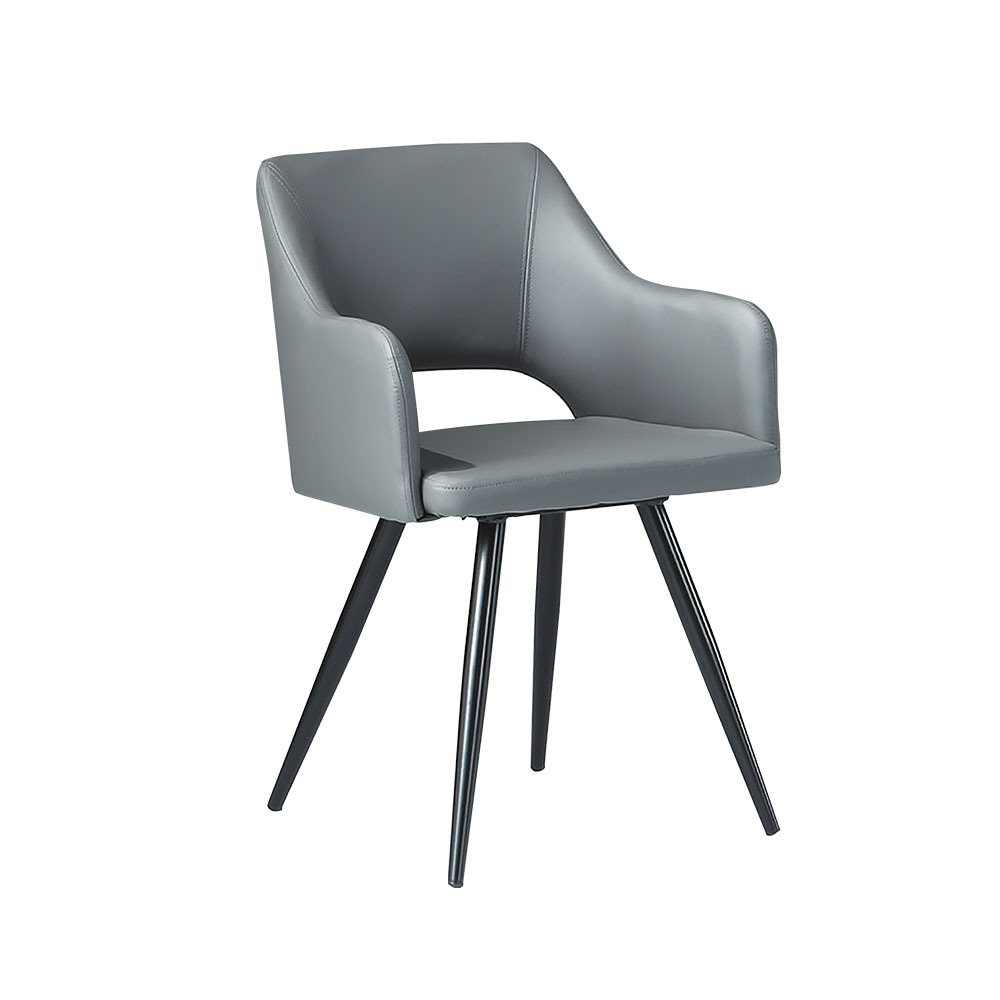 柏蒂家居-杰瑞米工業風灰色皮革扶手餐椅/休閒椅