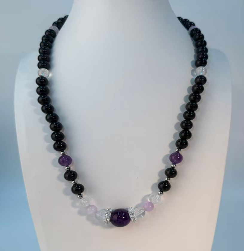 03.31DE163-石墨烯KM-石墨烯琺瑯瓷+紫晶頸鏈 (A163)