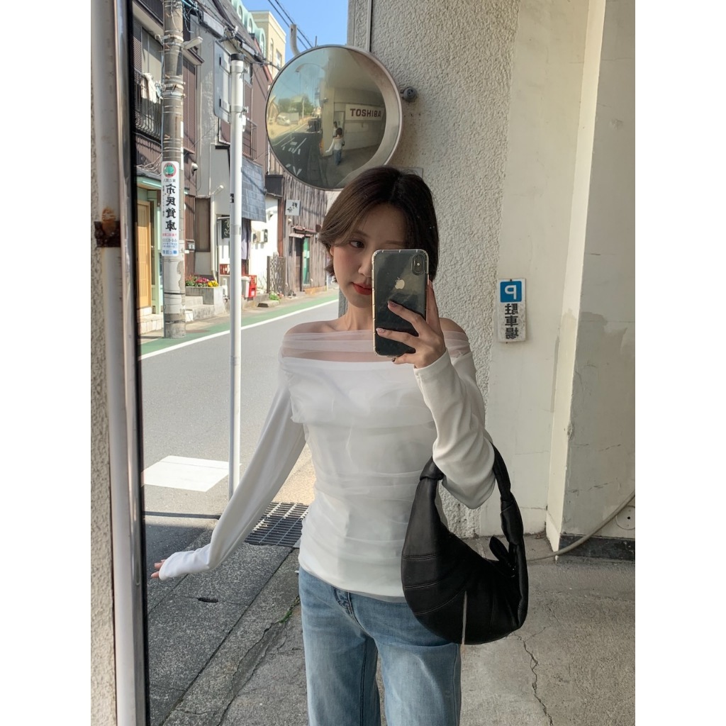 【imfine】小仙女！法式網紗拼接上衣 #9901