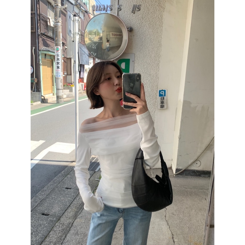 【imfine】小仙女！法式網紗拼接上衣 #9901