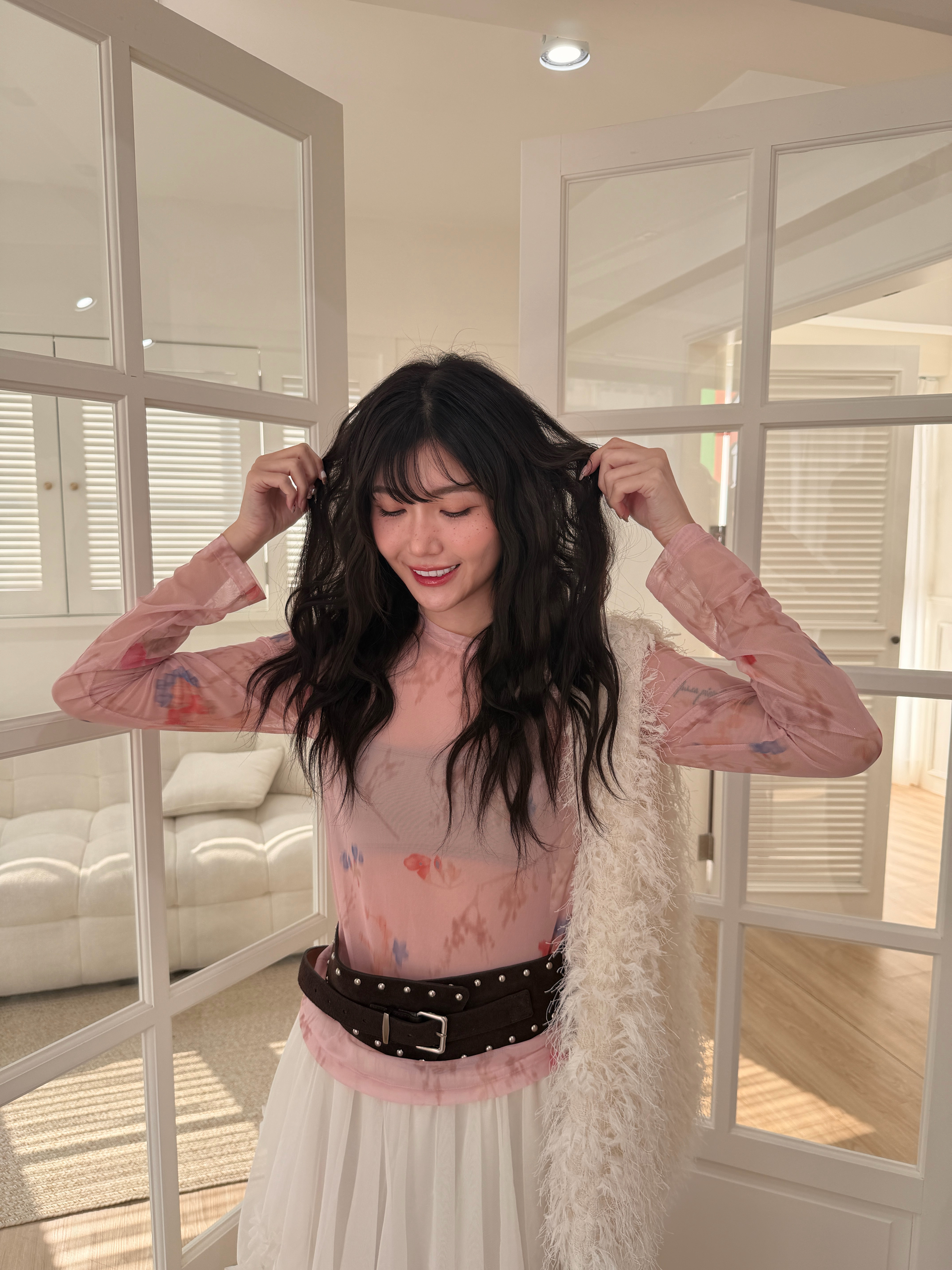 🌷春天的透膚上衣 (粉色)