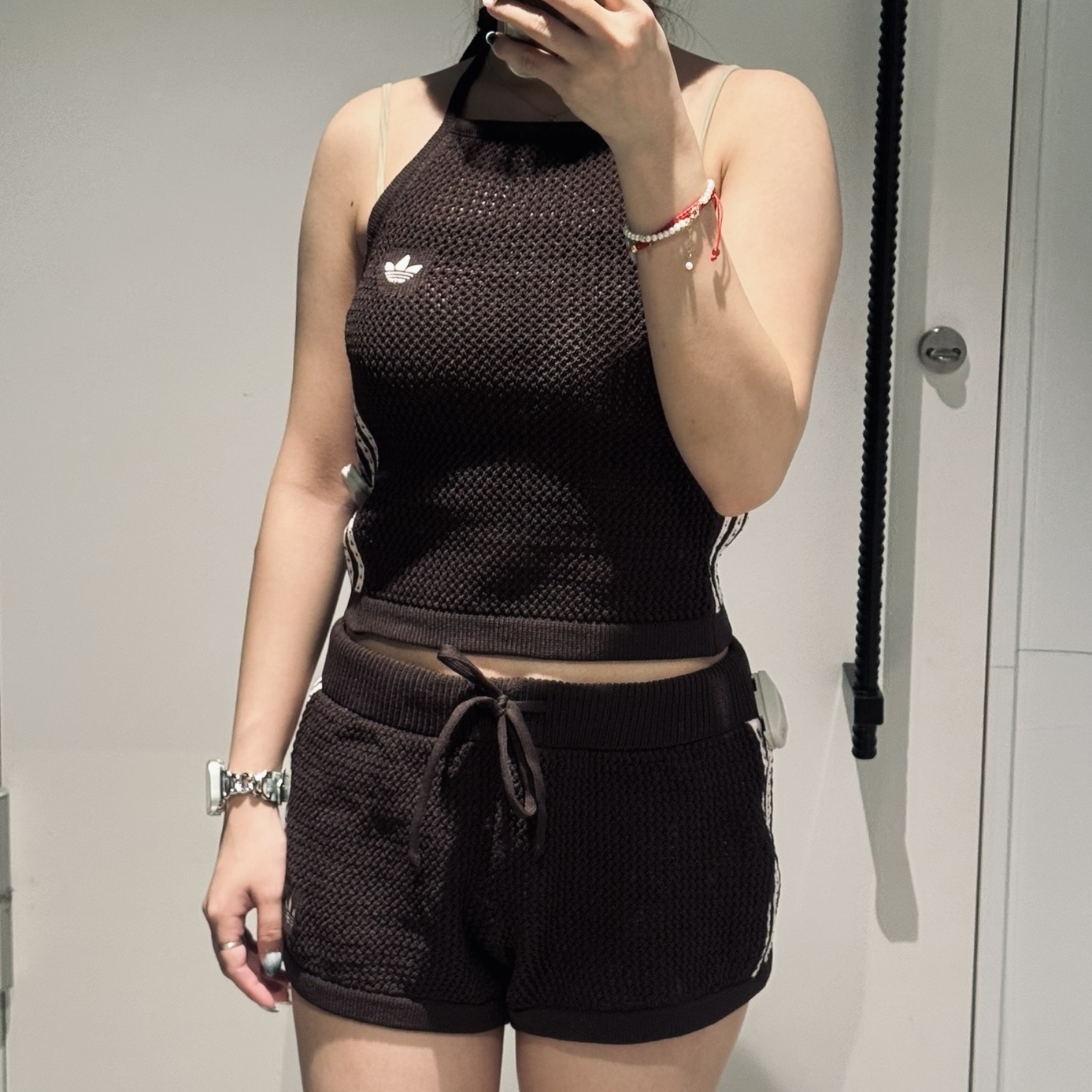 ADIDAS ORIGINALS 針織 削肩背心/抽繩短褲 透氣 透膚 愛迪達