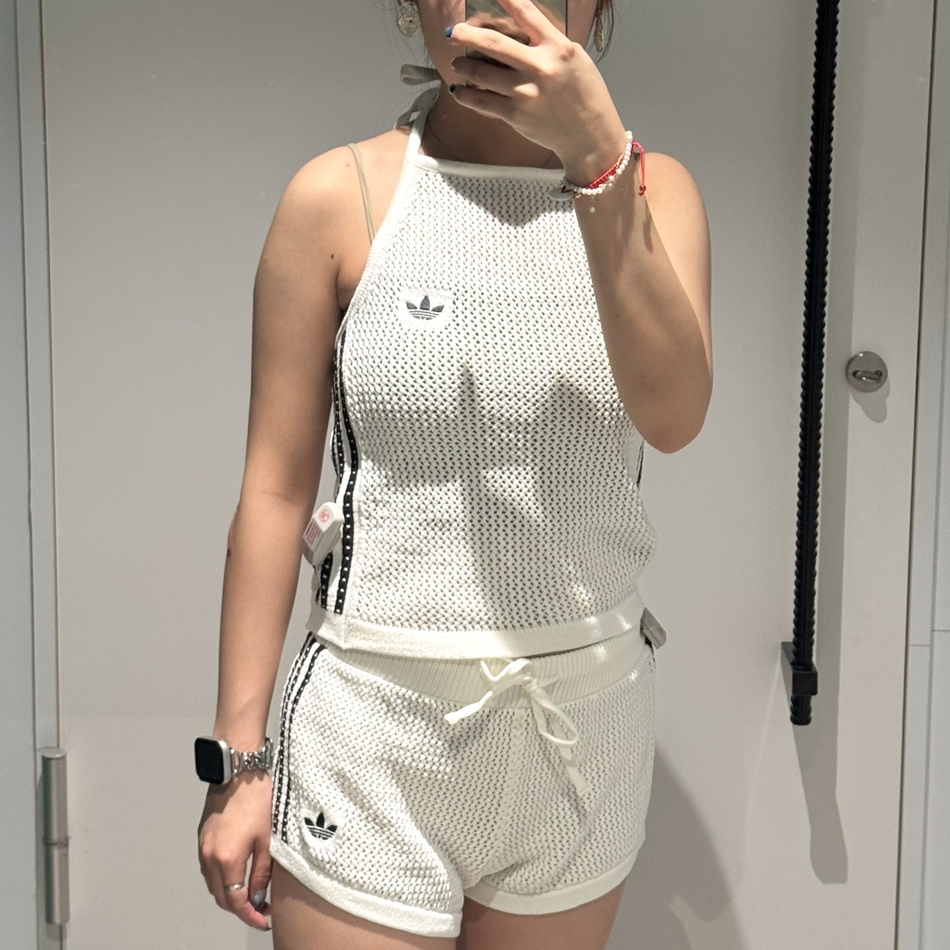 ADIDAS ORIGINALS 針織 削肩背心/抽繩短褲 透氣 透膚 愛迪達
