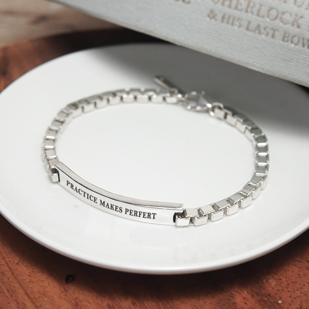 【網路限定】純銀刻字 微笑手鍊(厚實版) 925純銀手鍊 客製化訂製 男生手鍊