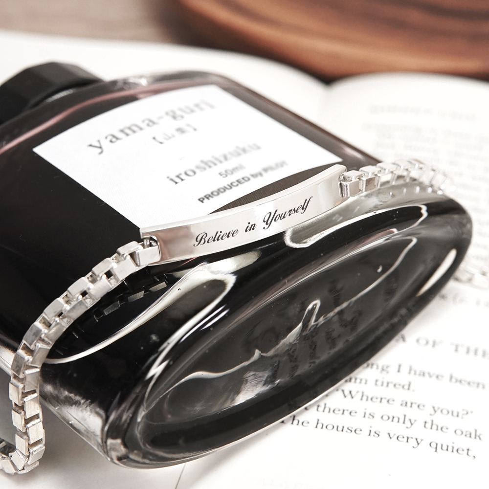 【網路限定】純銀刻字 微笑手鍊(厚實版) 925純銀手鍊 客製化訂製 男生手鍊