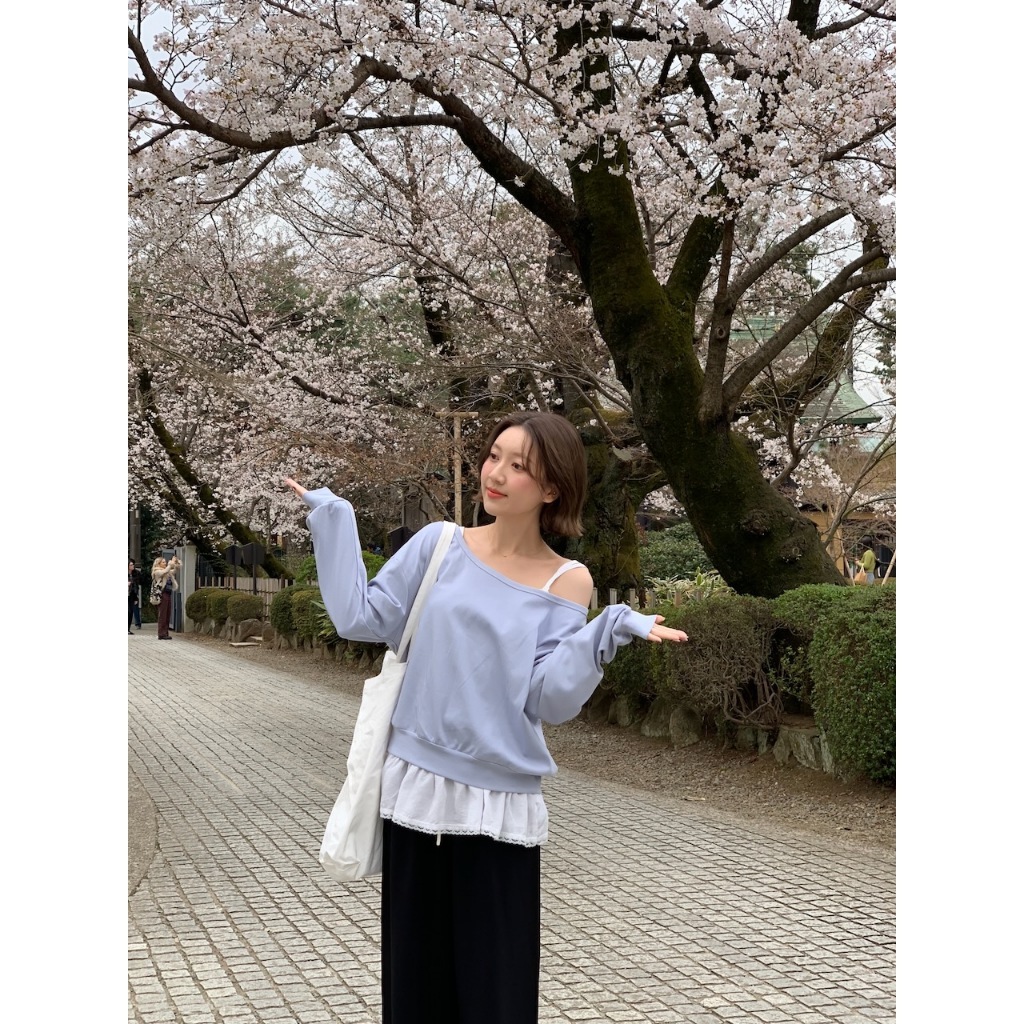 【imfine】蕾絲畫重點 大圓領棉tee+背心套裝 #9903