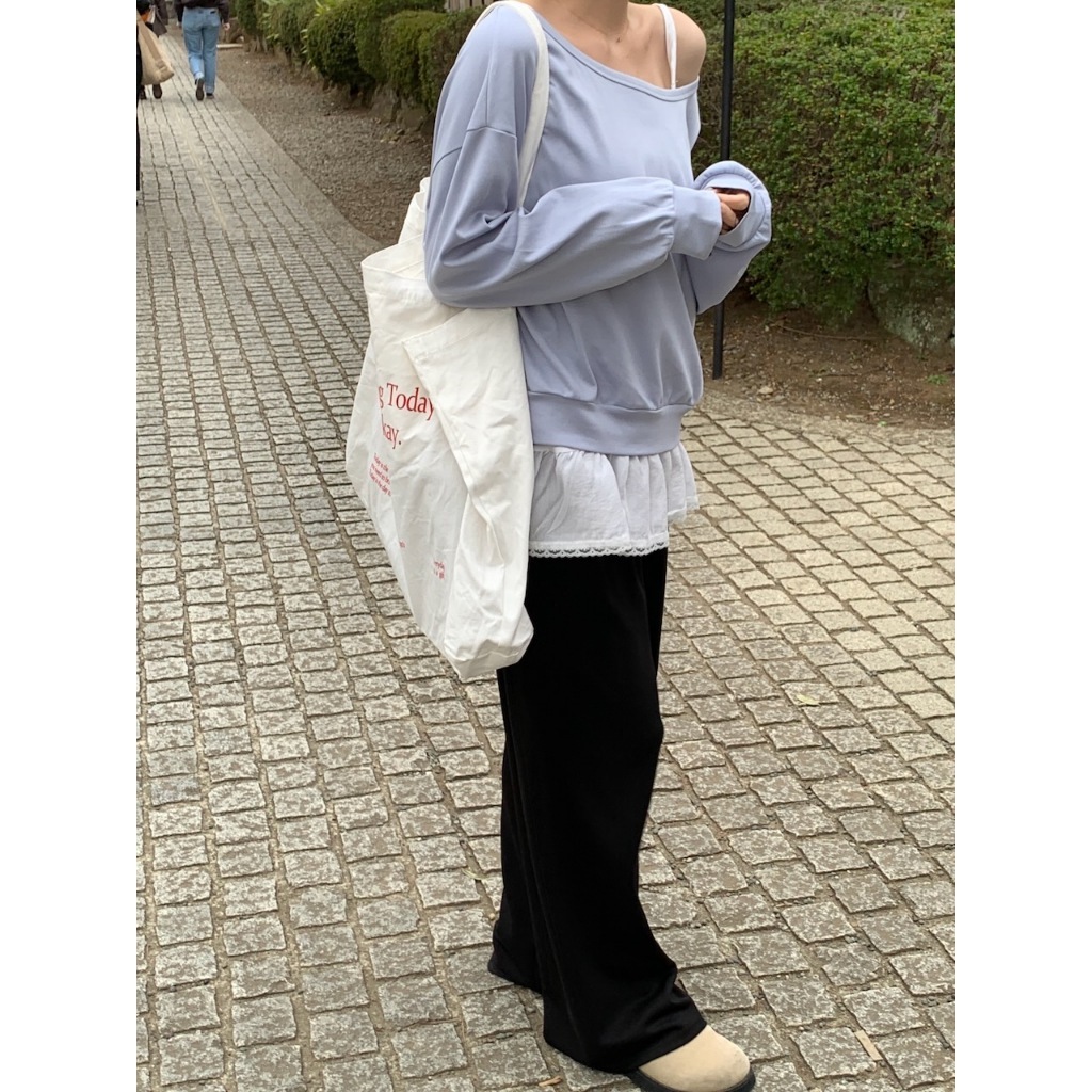 【imfine】蕾絲畫重點 大圓領棉tee+背心套裝 #9903