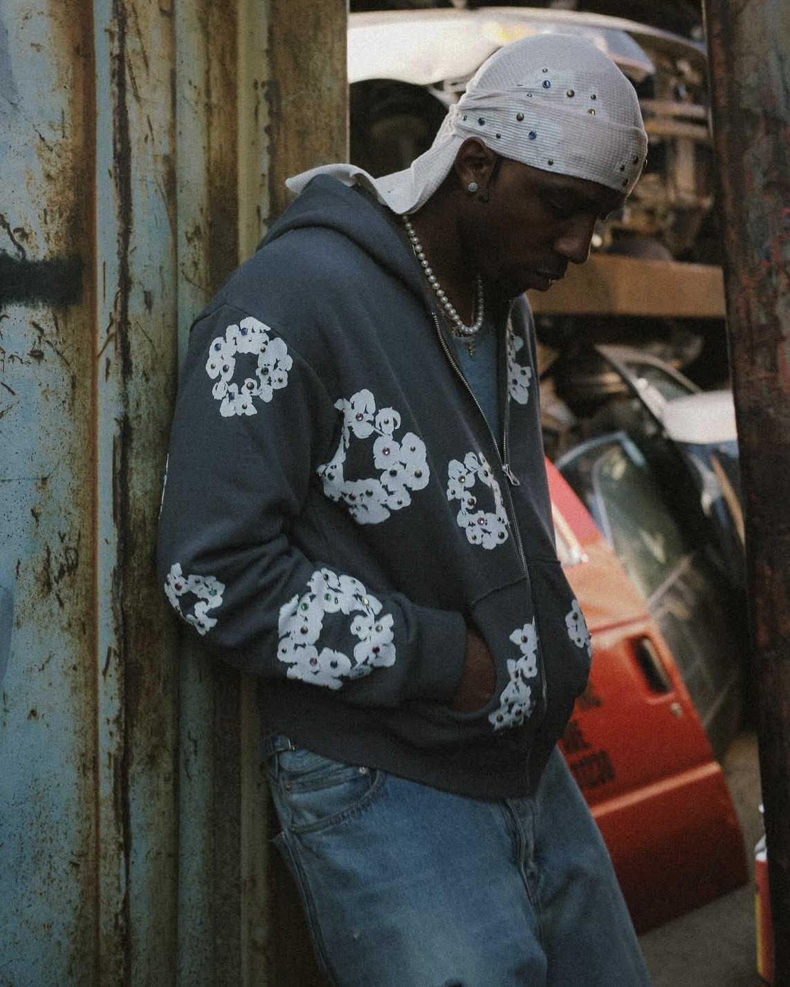 Denim Tears Cotton Wreath Durag - Black 頭巾黑色