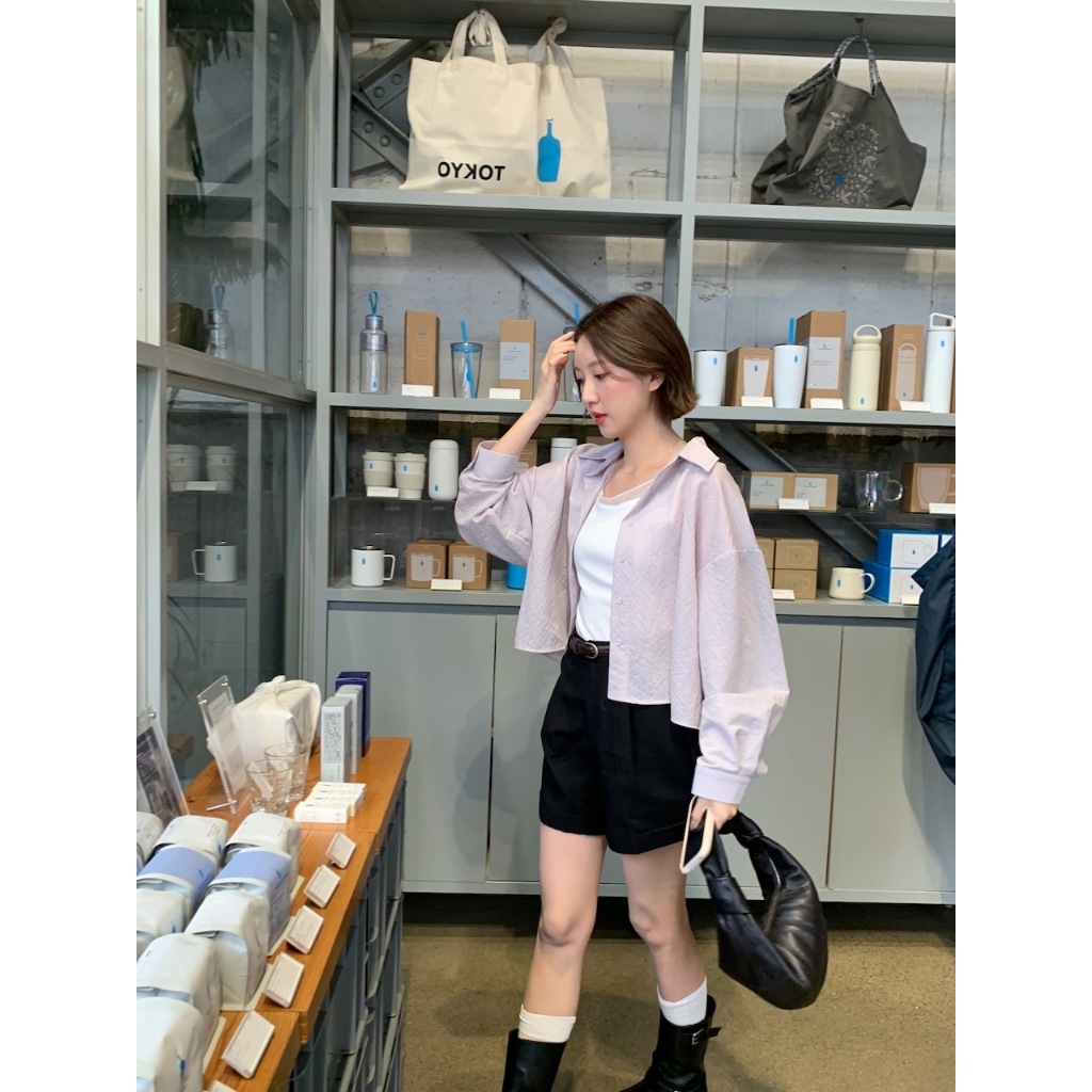 現貨【imfine】通勤疊穿標準答案短版襯衫 #2844