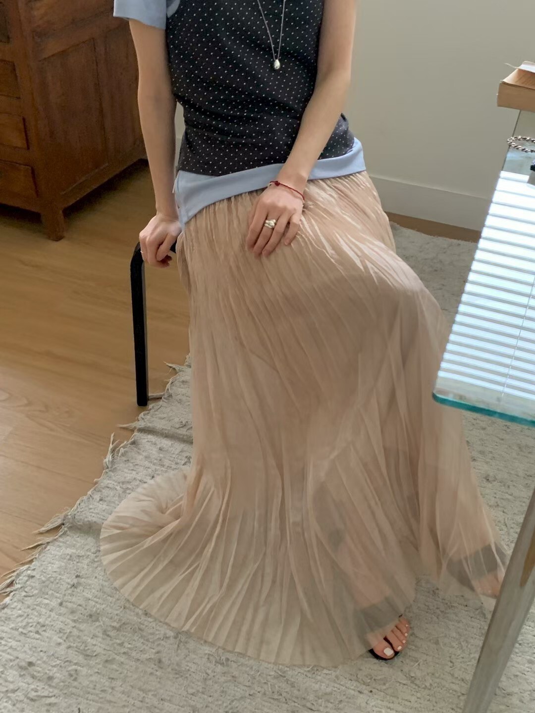 仙女氣息百摺傘擺長裙紗裙 / 2色