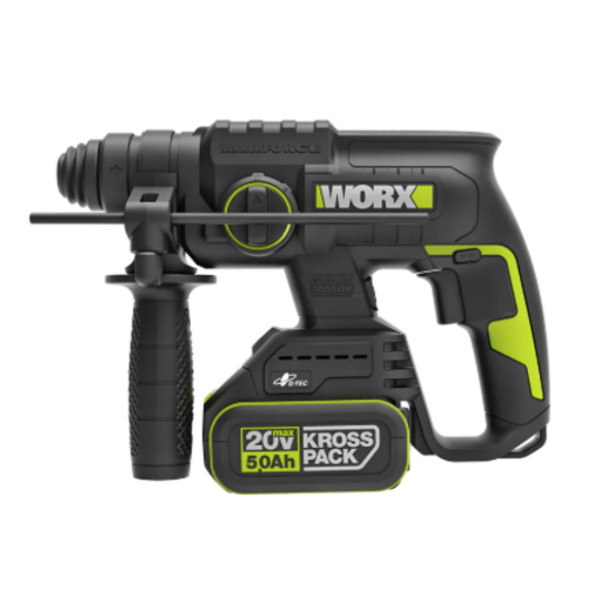 "WORX" 威克士24mm無刷鋰電三用電錘 (鋰20V) (5.0Ah電池X2+6A充電器) -[WU387.2]