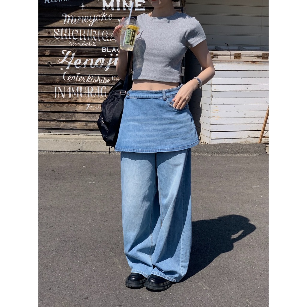 【imfine】超彈力可拆片裙牛仔褲 #A3104