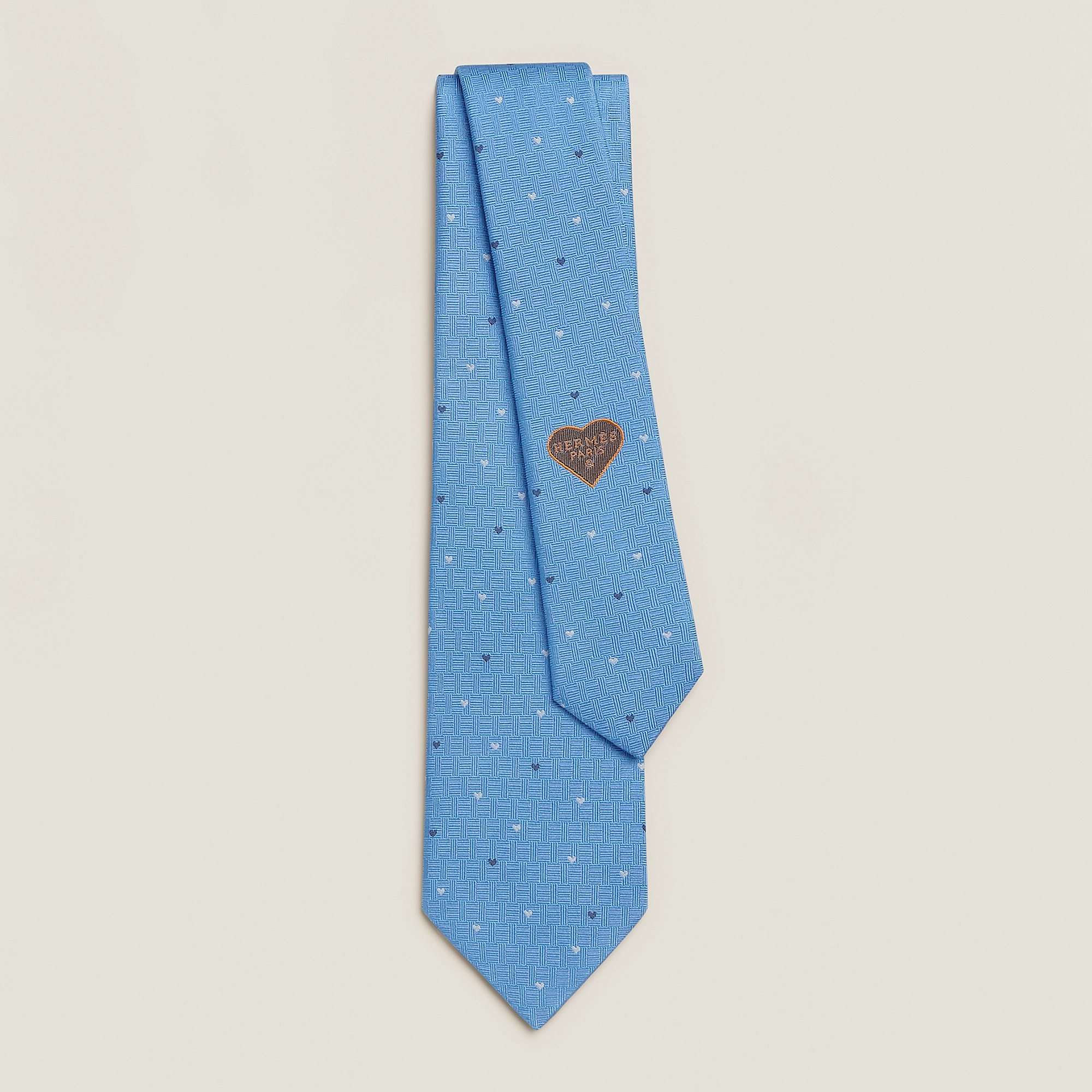 HERMES Hearts tie ciel / blanc / marine NO.62 領帶