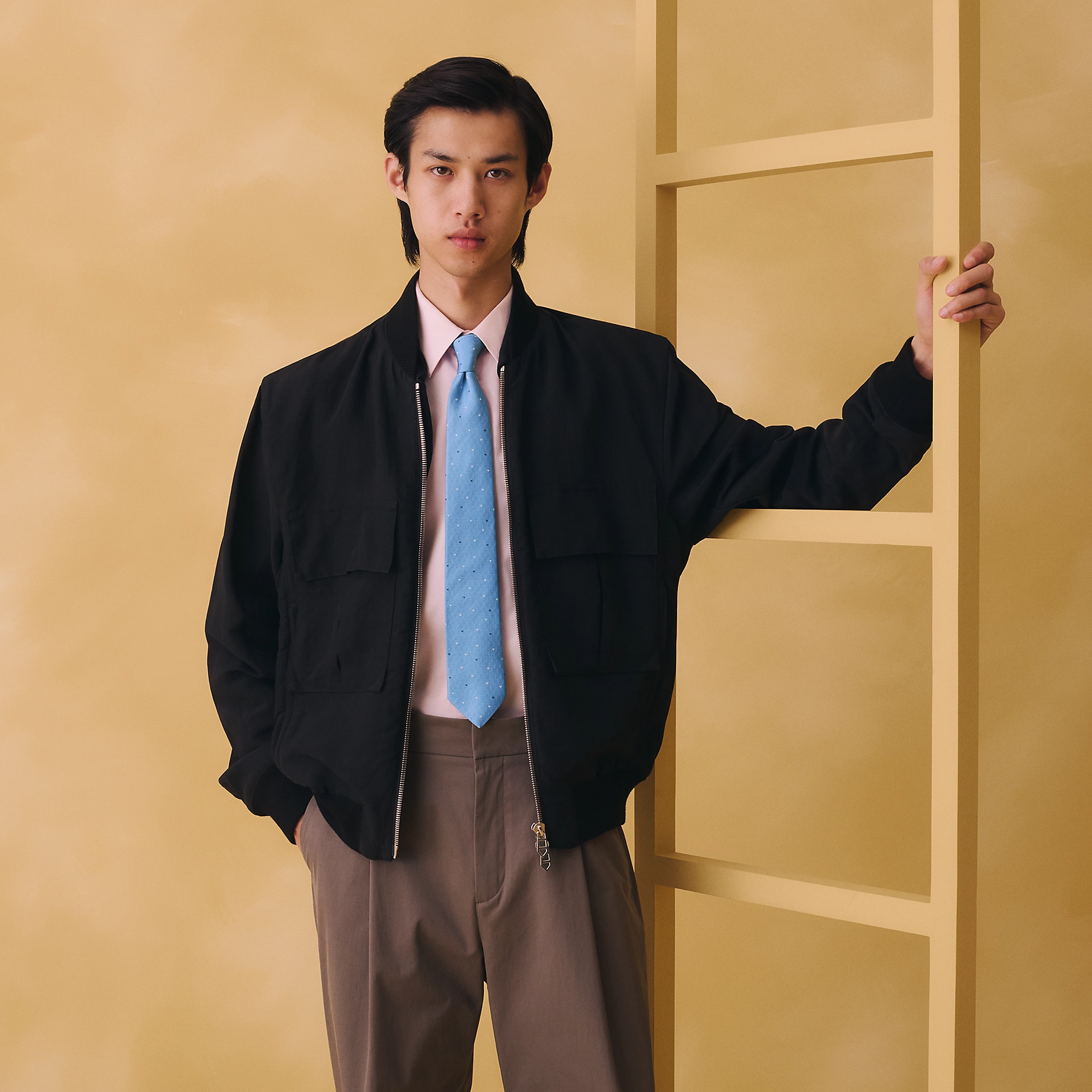 HERMES Hearts tie ciel / blanc / marine NO.62 領帶